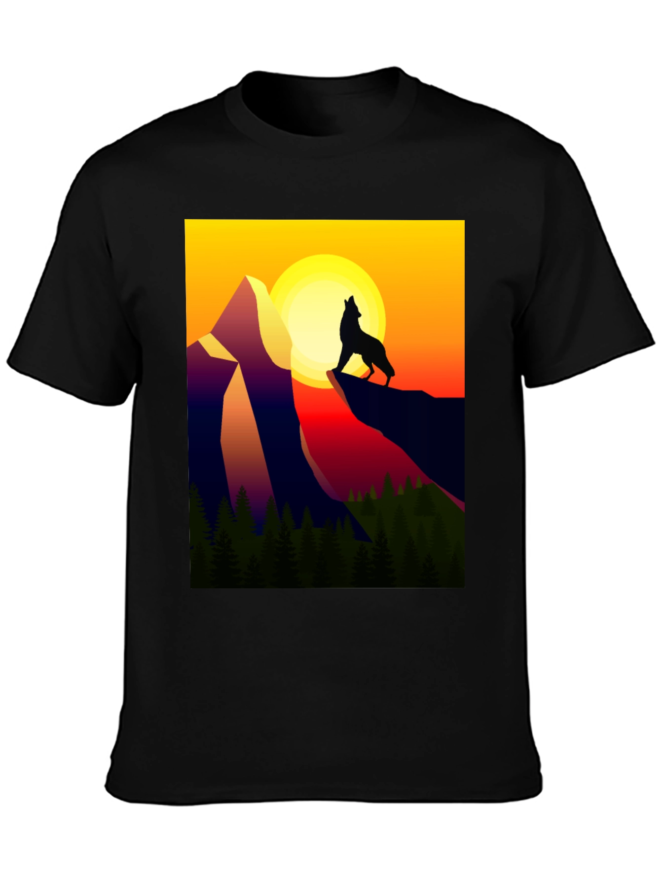 Wolf Mountain Graphic Tee - Sunset Design