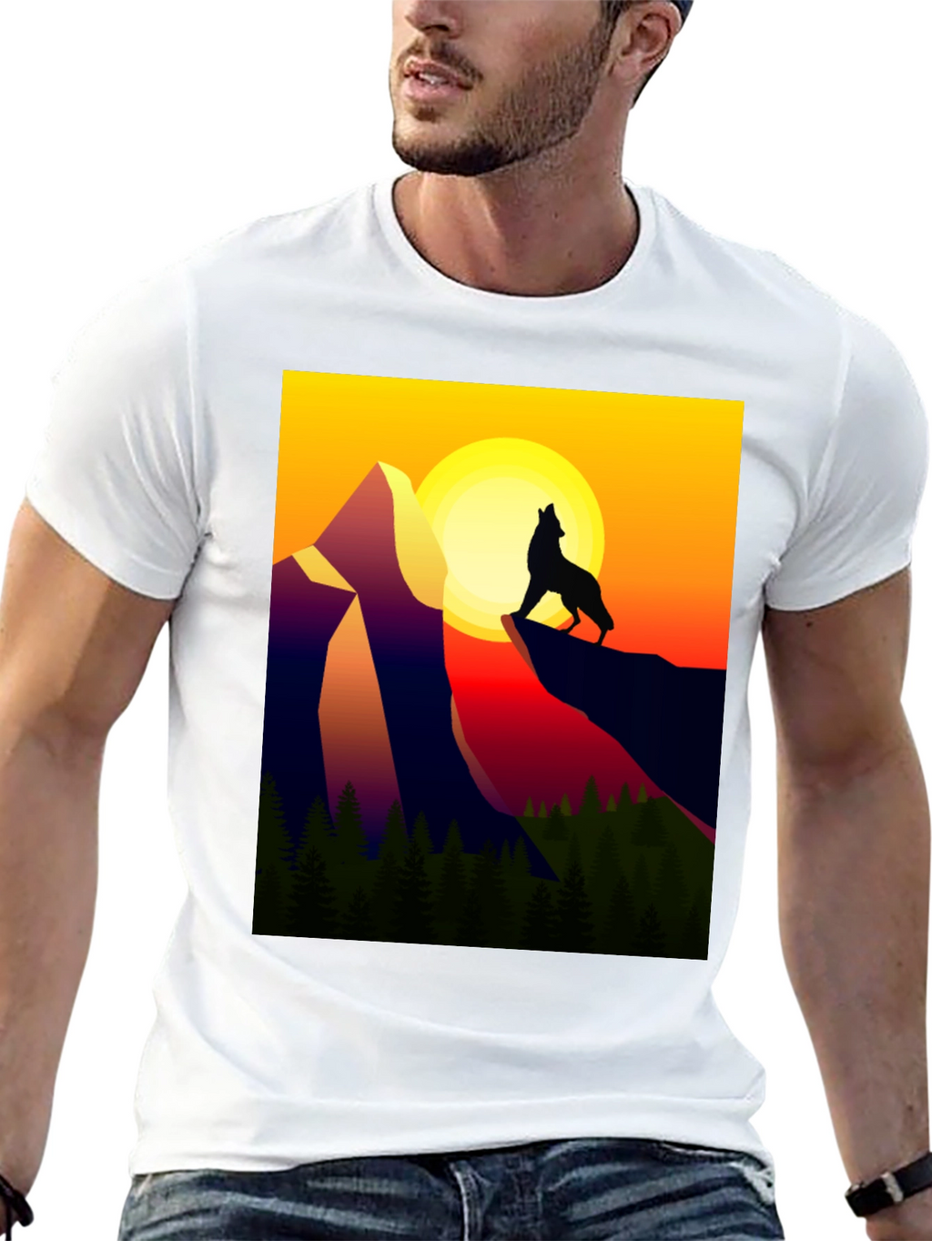 Wolf Mountain Graphic Tee - Sunset Design