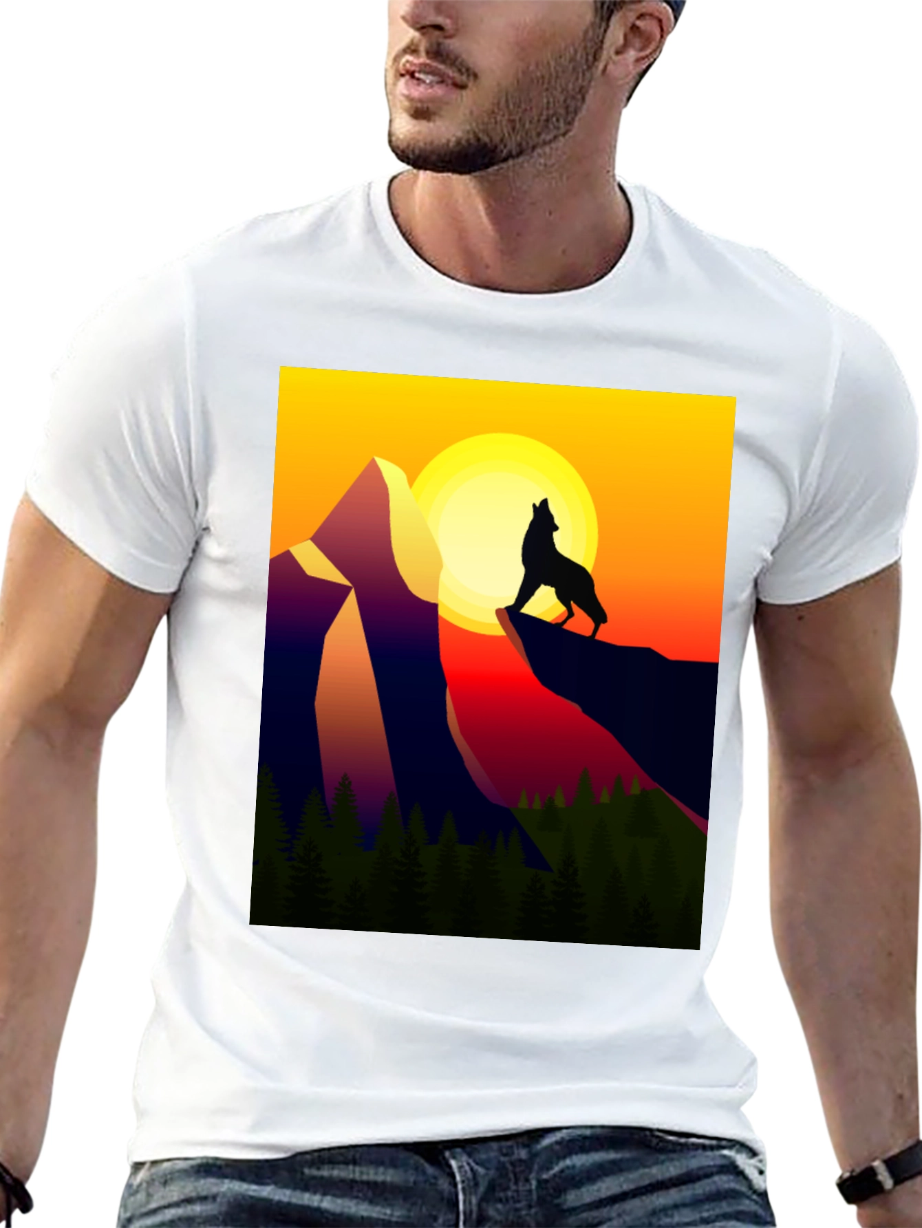 Wolf Mountain Graphic Tee - Sunset Design
