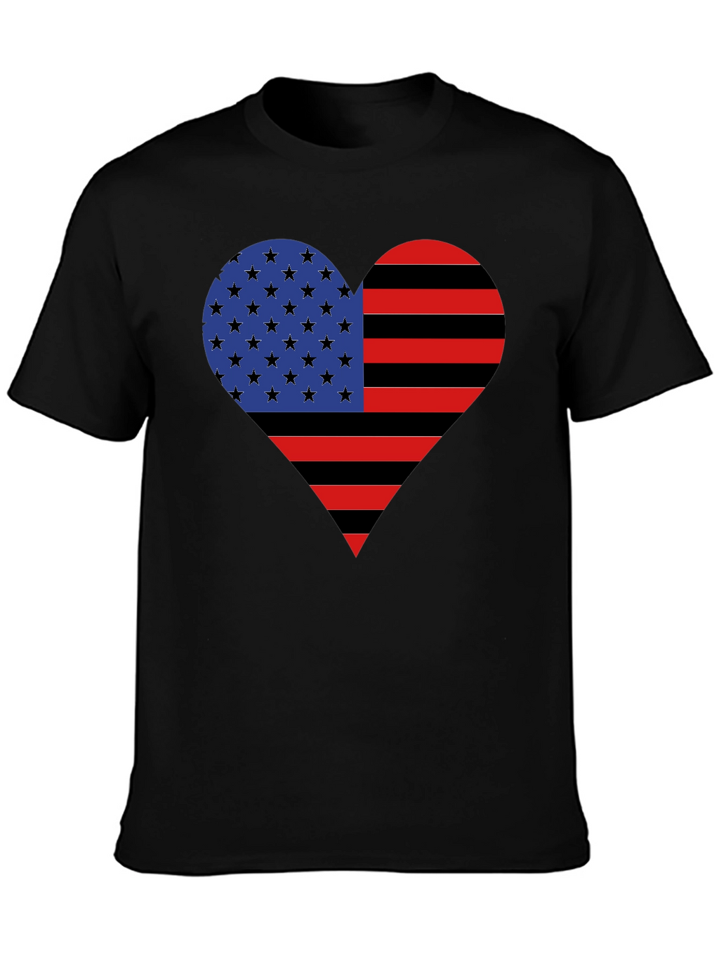 American Flag Heart Graphic Tee - Black Casual Shirt