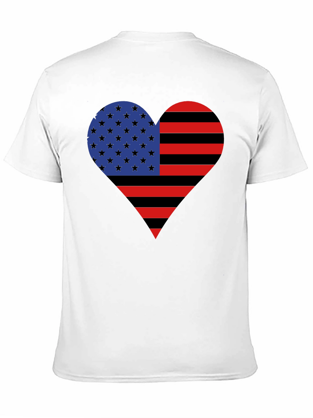 American Flag Heart Graphic Tee - Black Casual Shirt