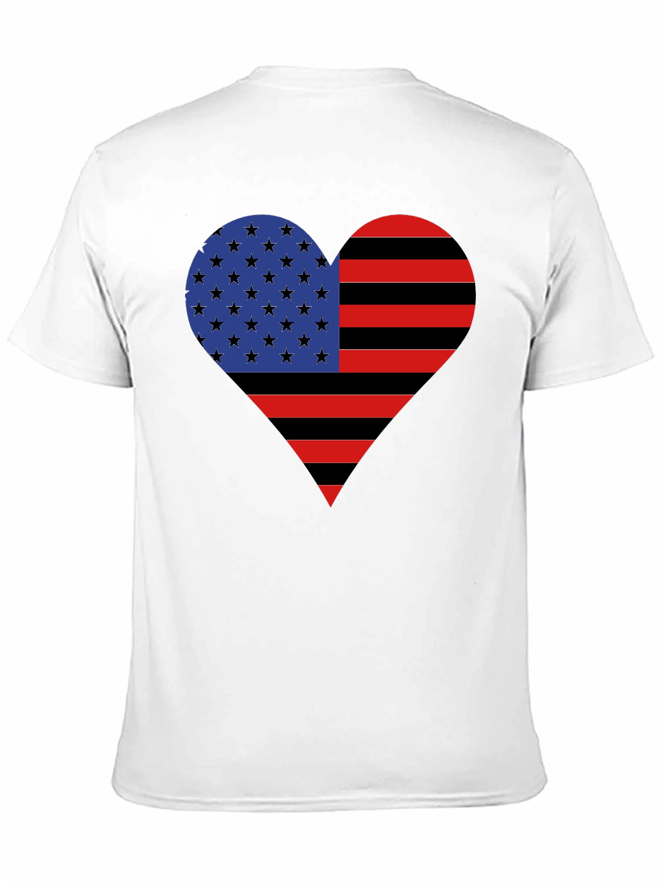 American Flag Heart Graphic Tee - Black Casual Shirt