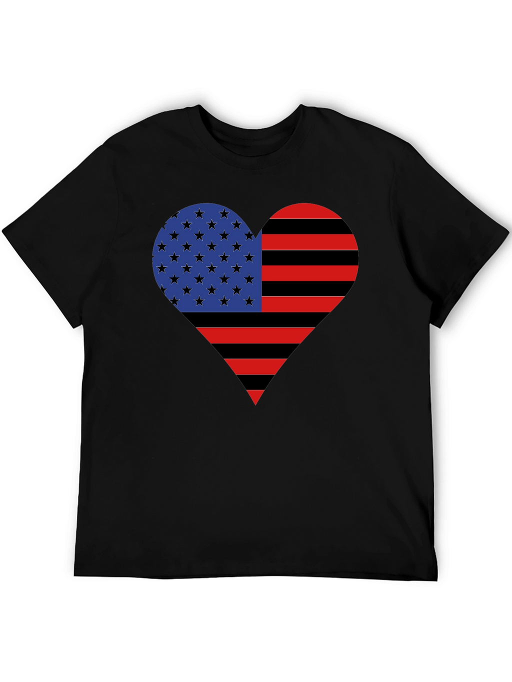 American Flag Heart Graphic Tee - Black Casual Shirt