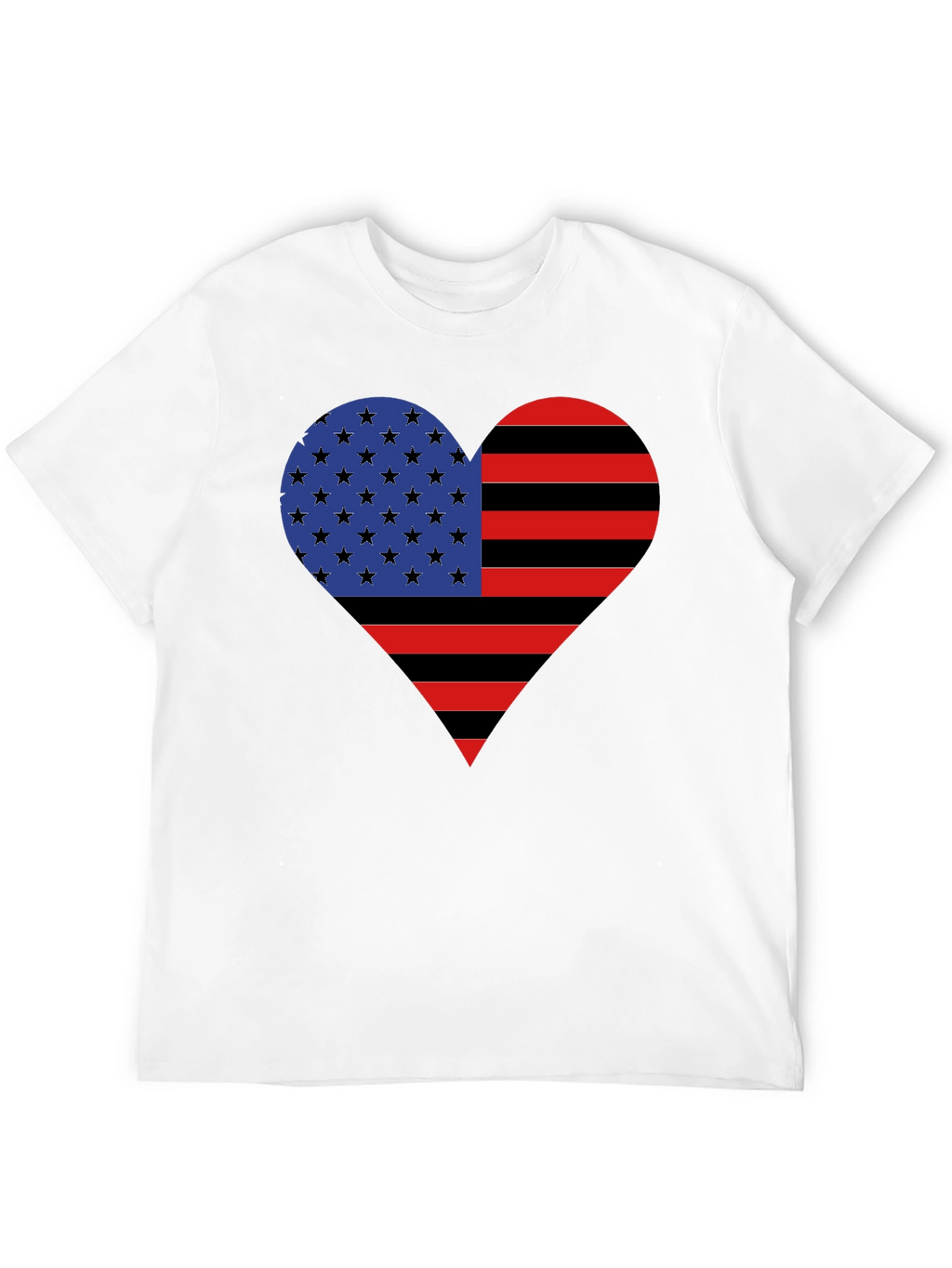 American Flag Heart Graphic Tee - Black Casual Shirt