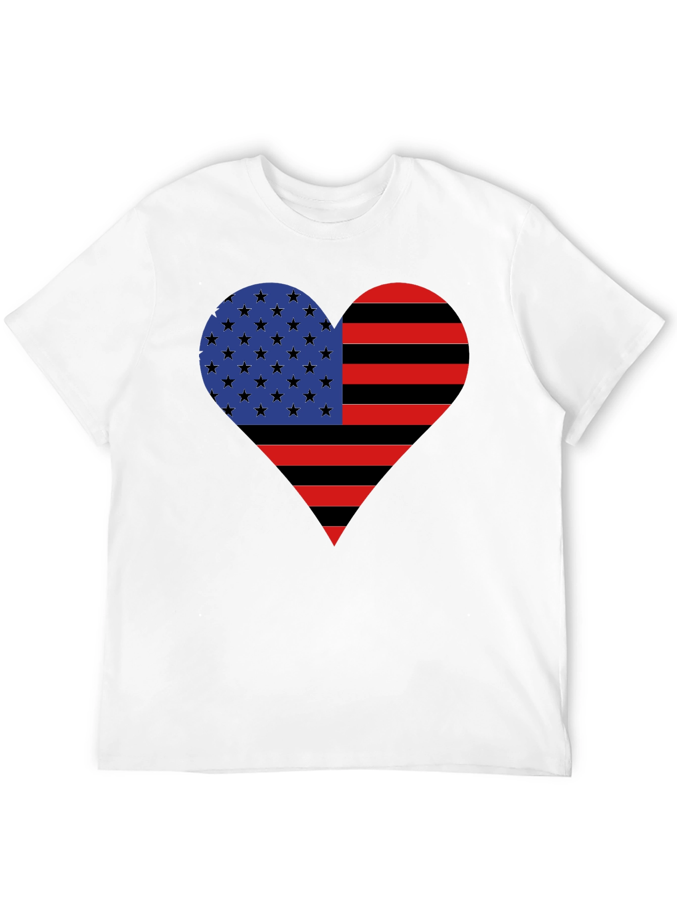 American Flag Heart Graphic Tee - Black Casual Shirt