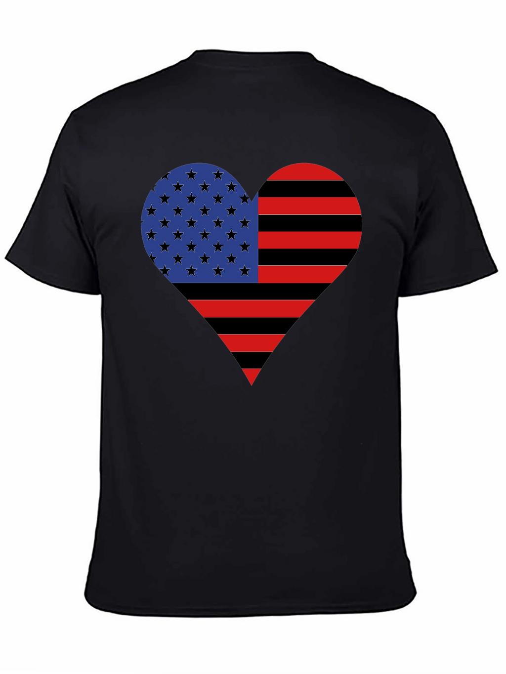 American Flag Heart Graphic Tee - Black Casual Shirt