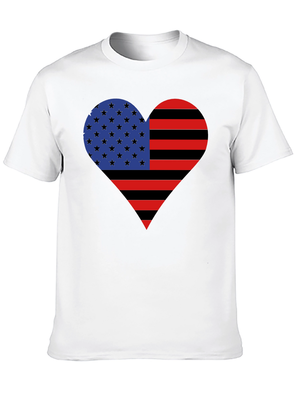 American Flag Heart Graphic Tee - Black Casual Shirt