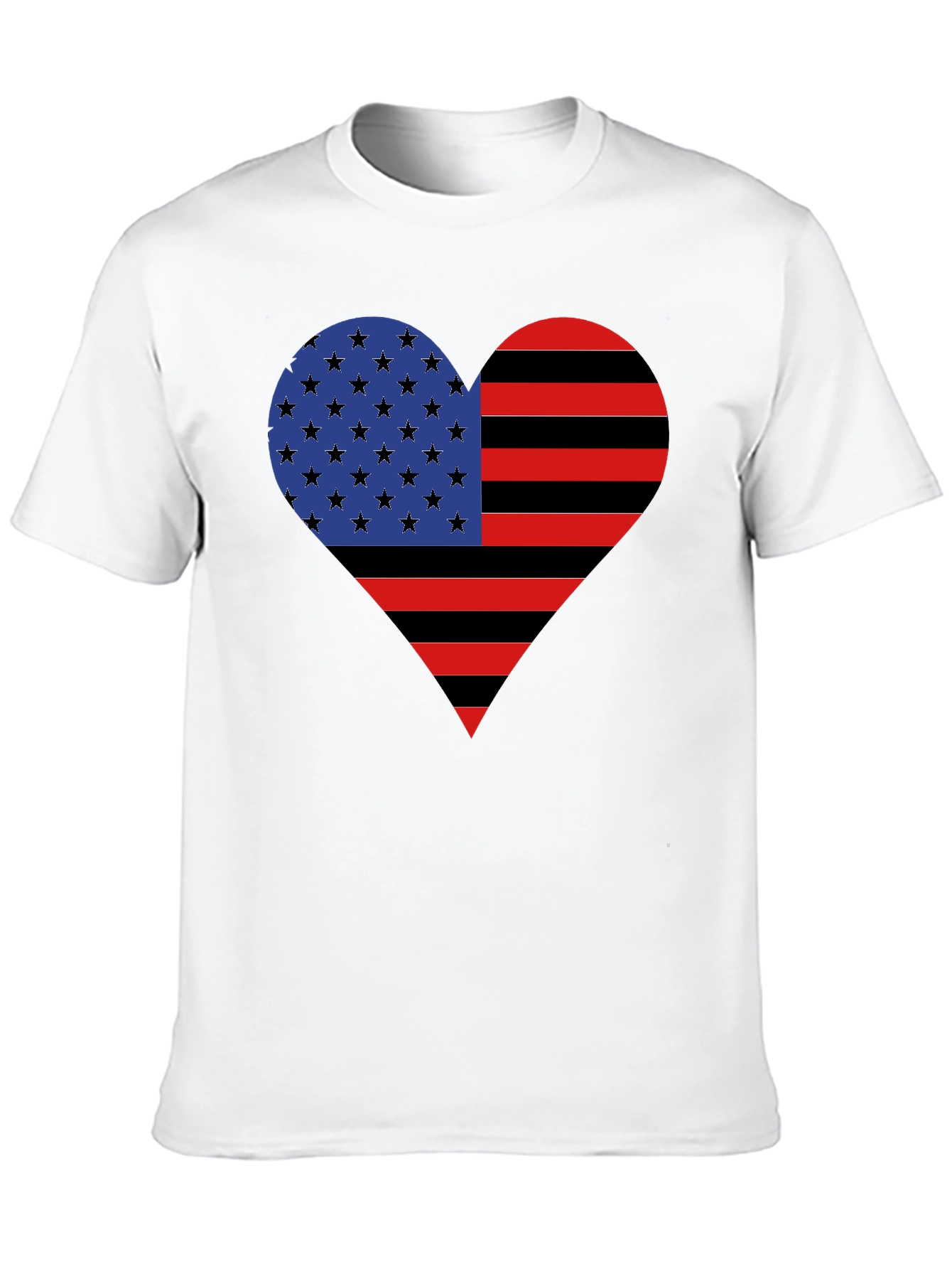 American Flag Heart Graphic Tee - Black Casual Shirt