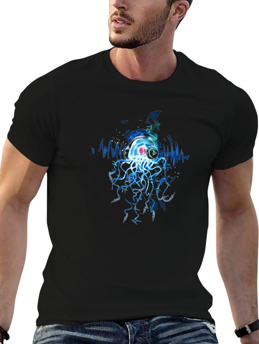 Jellyfish DJ Graphic Tee - Cool Black T-Shirt