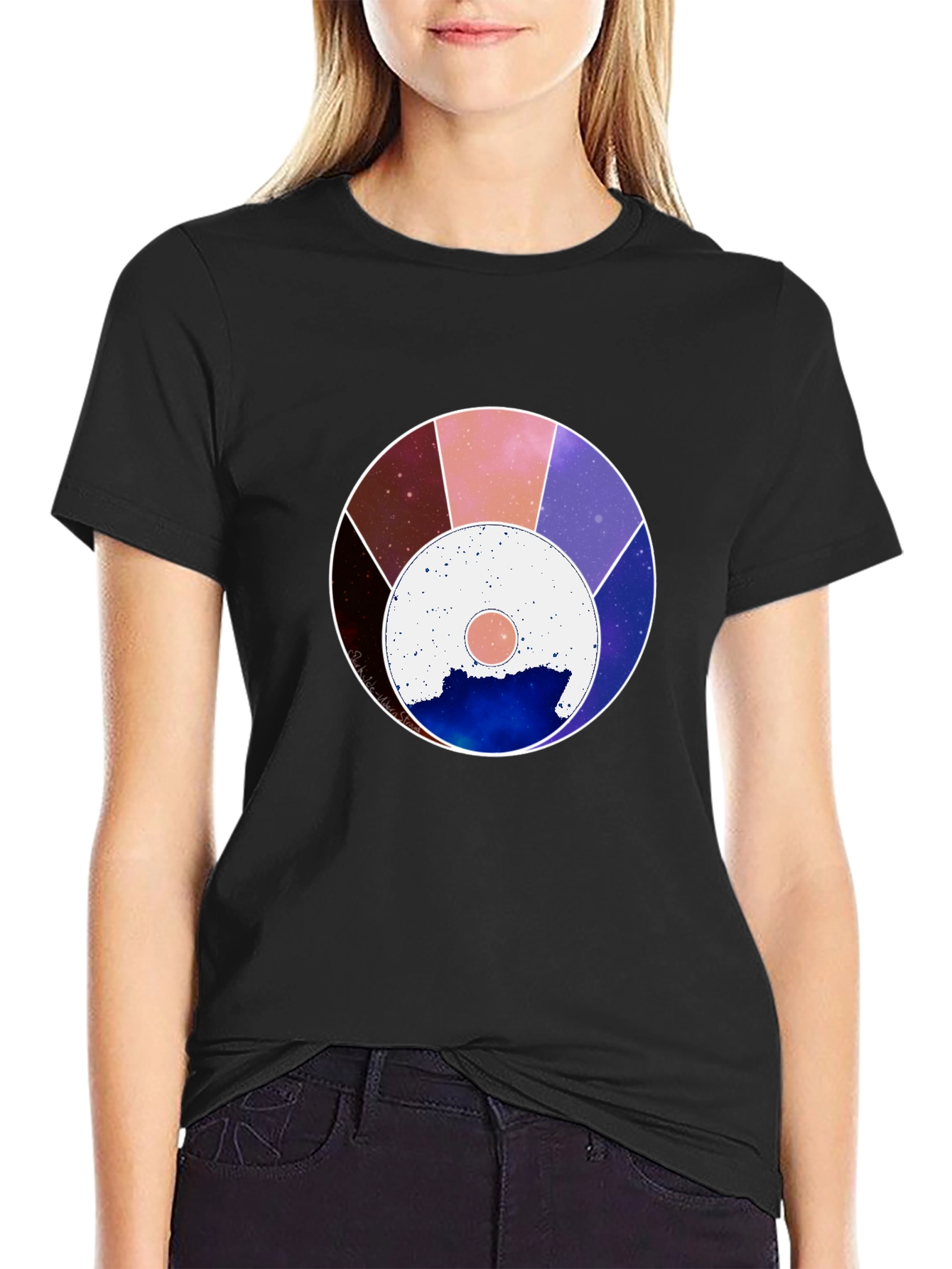 Cosmic Wheel Graphic Black Tee - Unisex