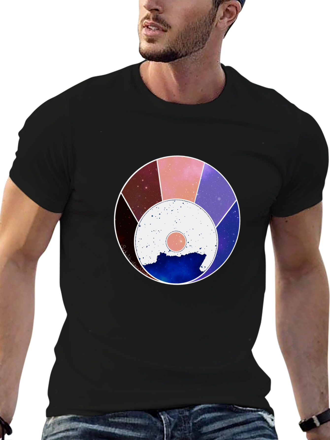 Cosmic Wheel Graphic Black Tee - Unisex