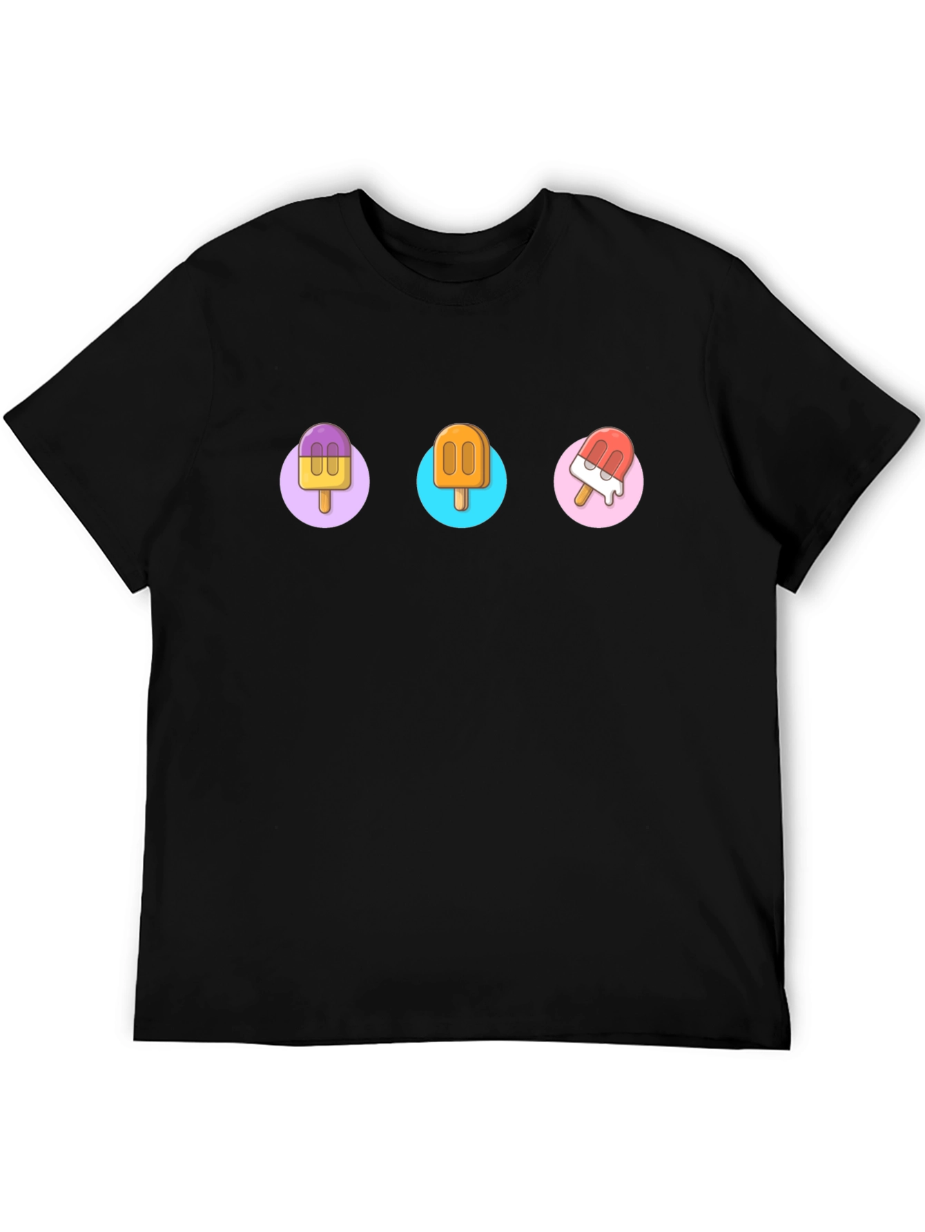 Fun Popsicle Graphic Tee - Black Cotton T-Shirt