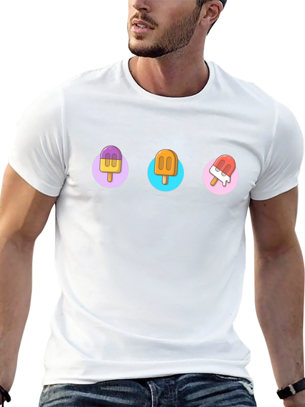 Fun Popsicle Graphic Tee - Black Cotton T-Shirt