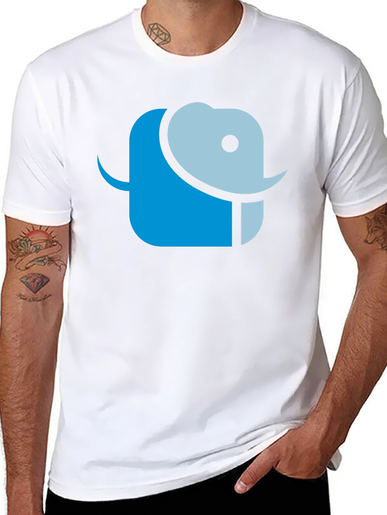 Abstract Elephant Graphic Tee - Black Cotton T-Shirt