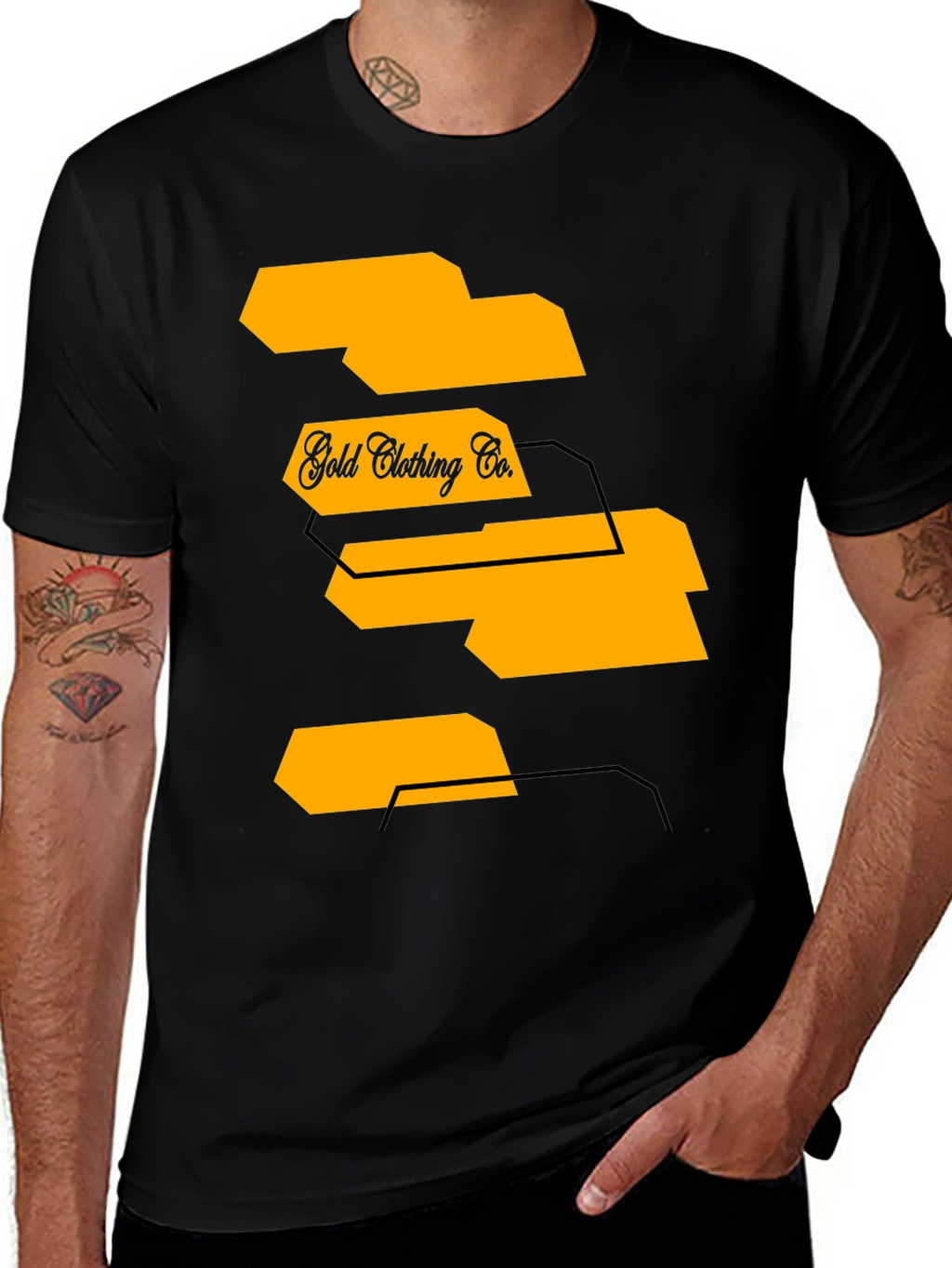 Mens Black Graphic T-Shirt - Gold Clothing Co.