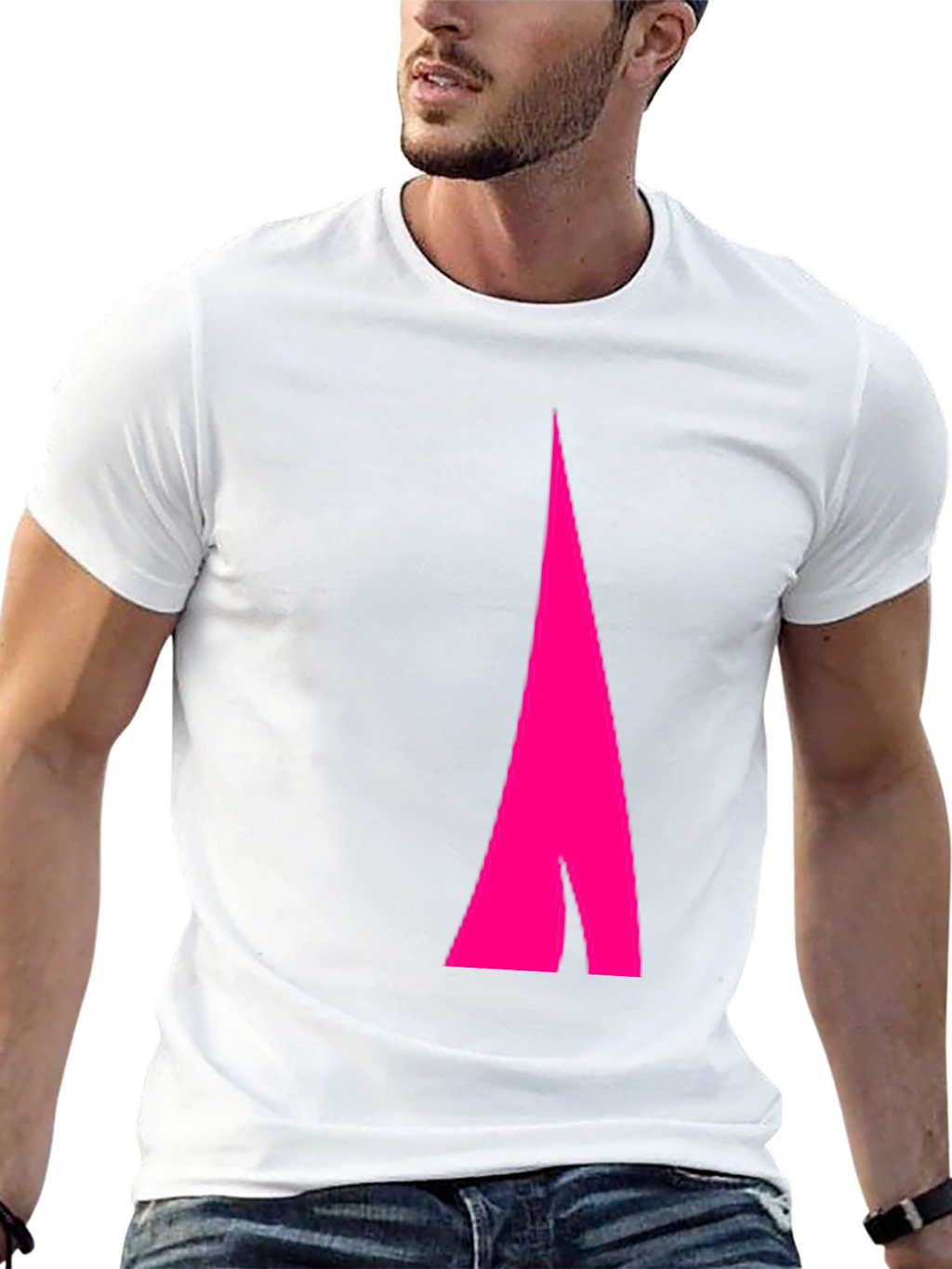 Mens Black Tee with Abstract Pink Arrow Design