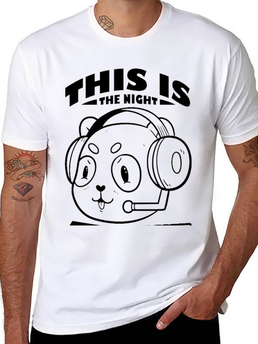 Gamer Panda This is the Night Black T-Shirt