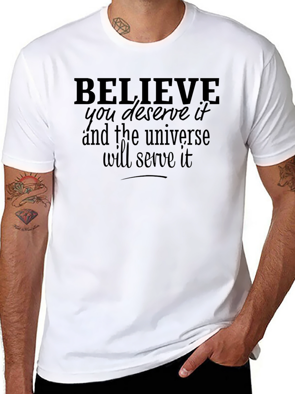 Believe Universe Mens Black Graphic Tee