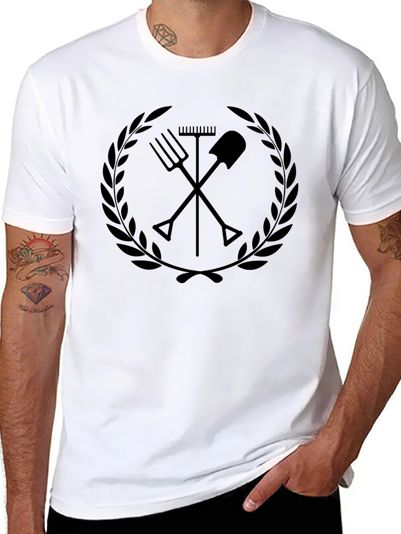 Gardeners Crest Graphic Tee - Black Cotton T-Shirt