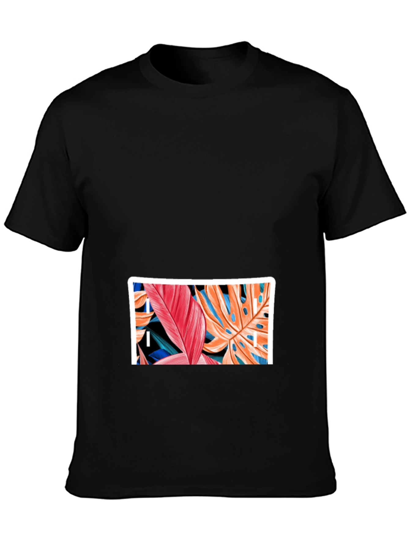 Tropical Leaf Graphic Black T-Shirt