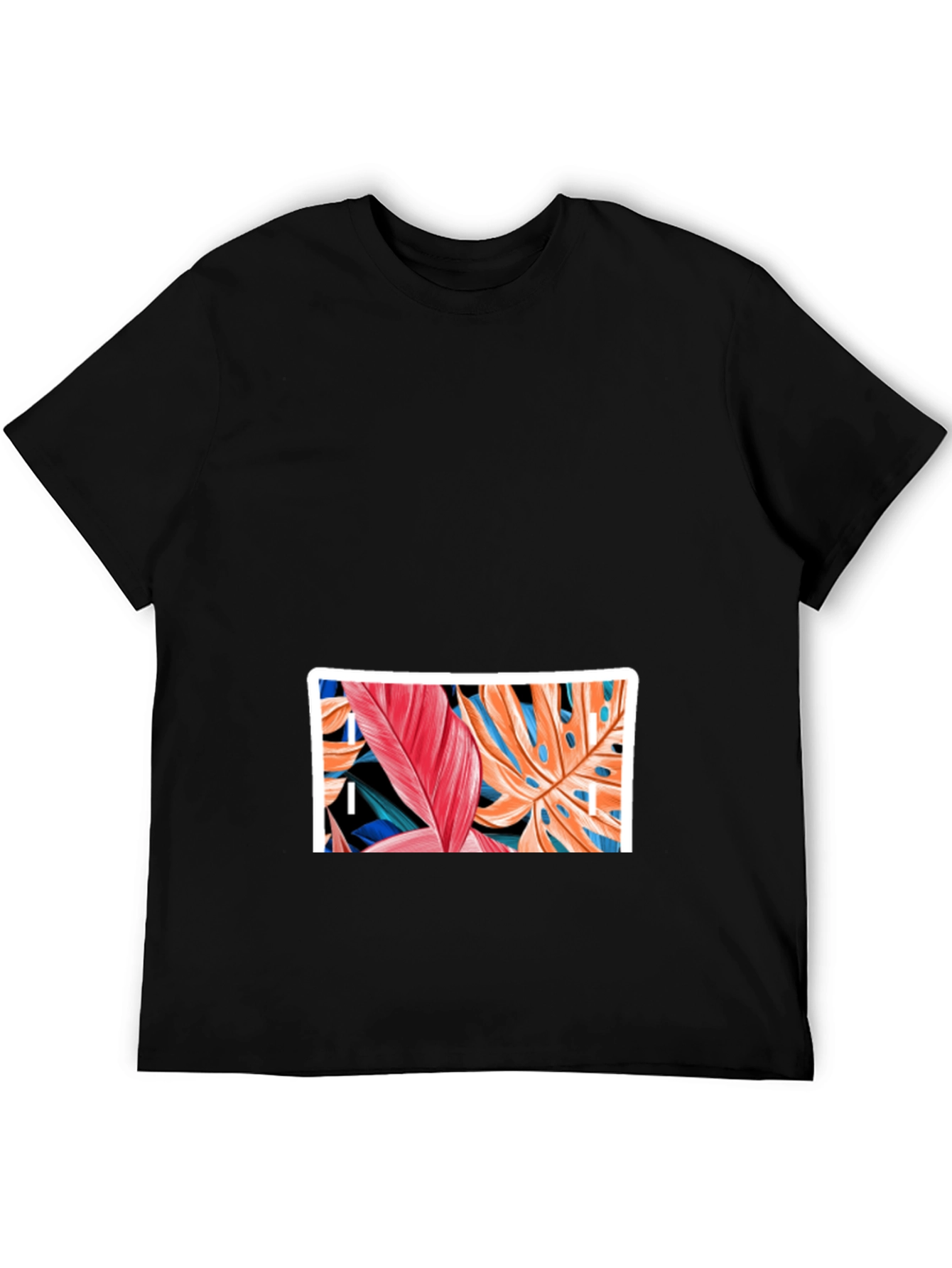 Tropical Leaf Graphic Black T-Shirt