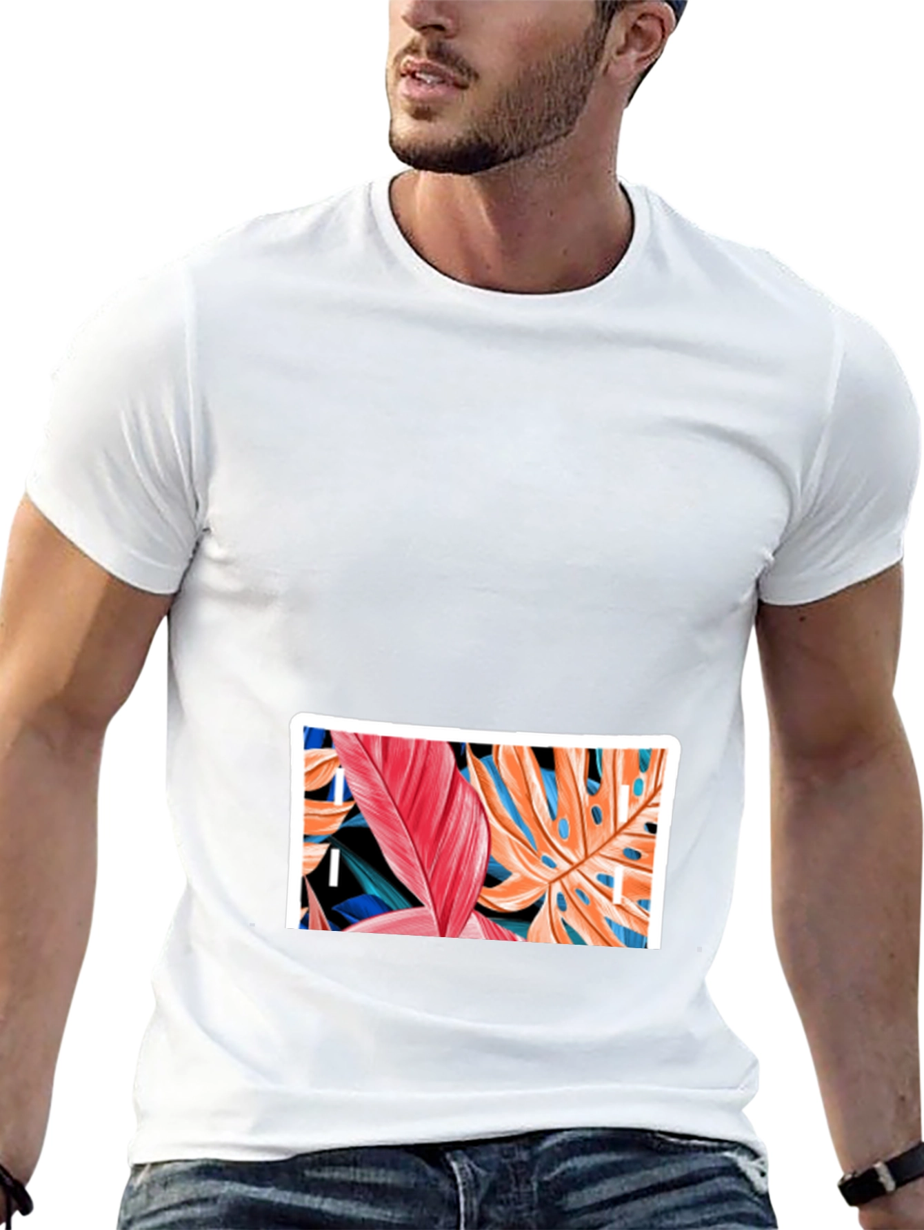 Tropical Leaf Graphic Black T-Shirt
