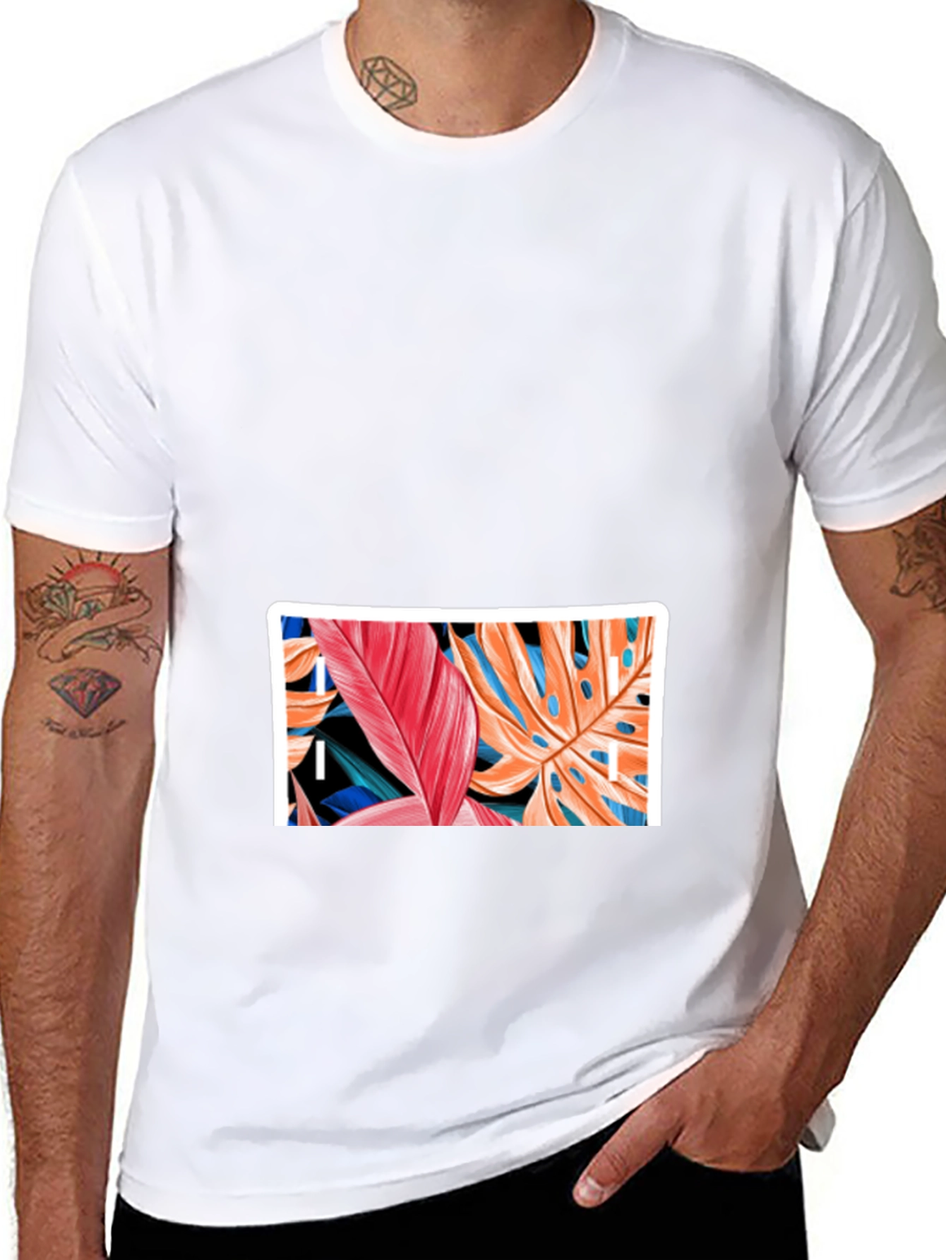 Tropical Leaf Graphic Black T-Shirt