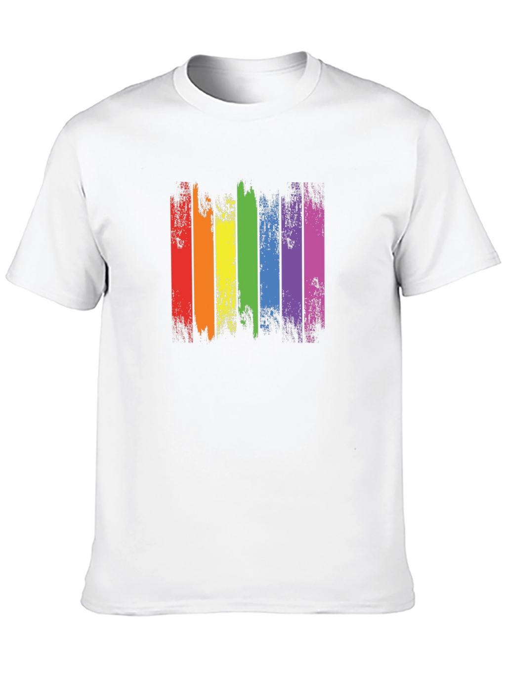 Distressed Rainbow Pride Graphic Tee - Black Cotton T-Shirt