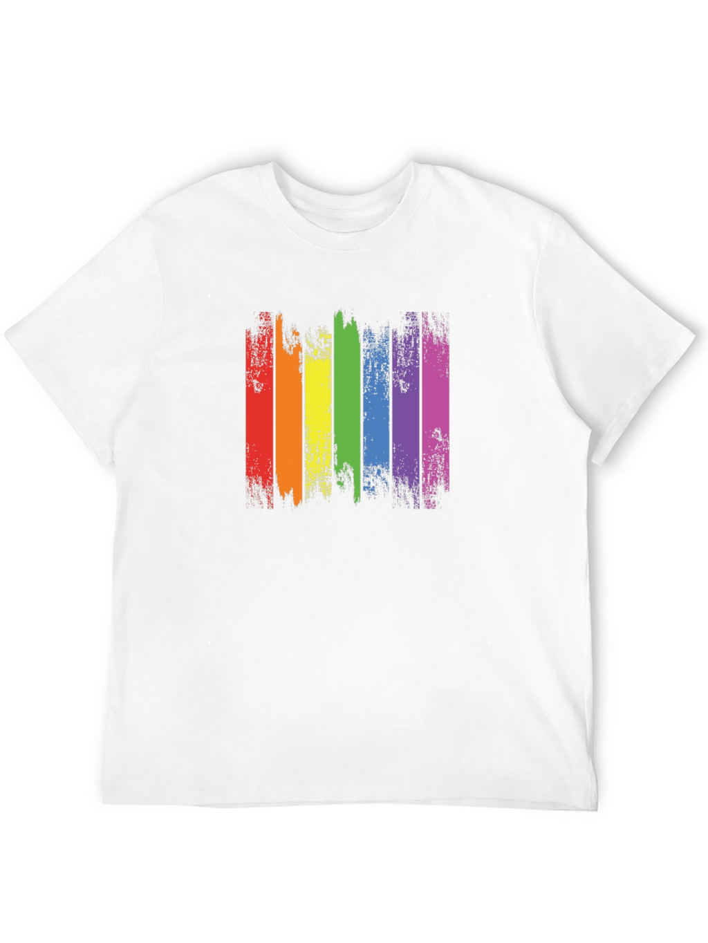 Distressed Rainbow Pride Graphic Tee - Black Cotton T-Shirt