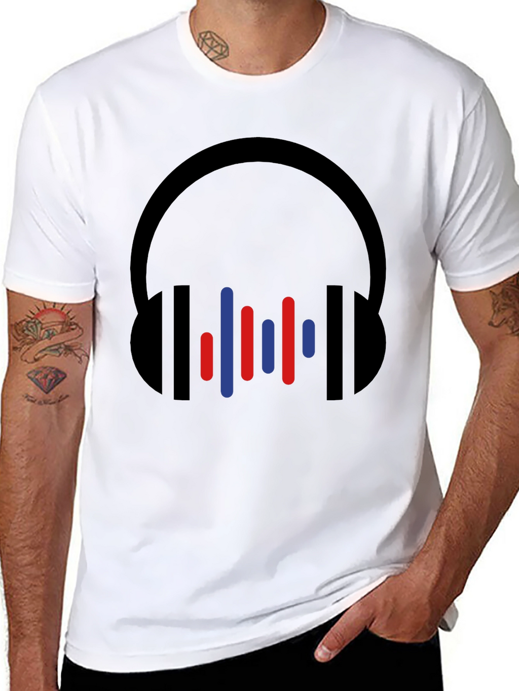 Modern Headphones Graphic Tee - Black