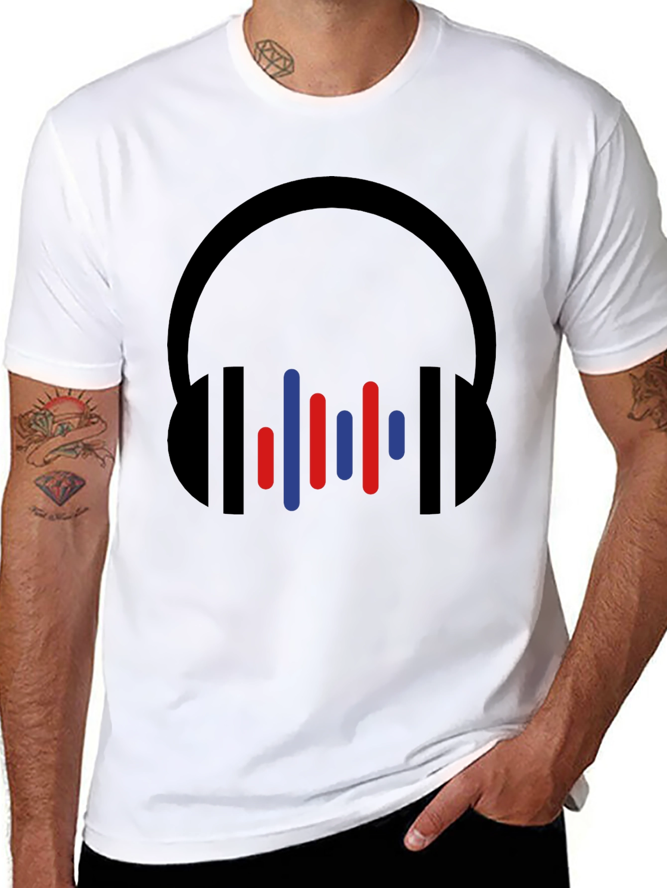 Modern Headphones Graphic Tee - Black