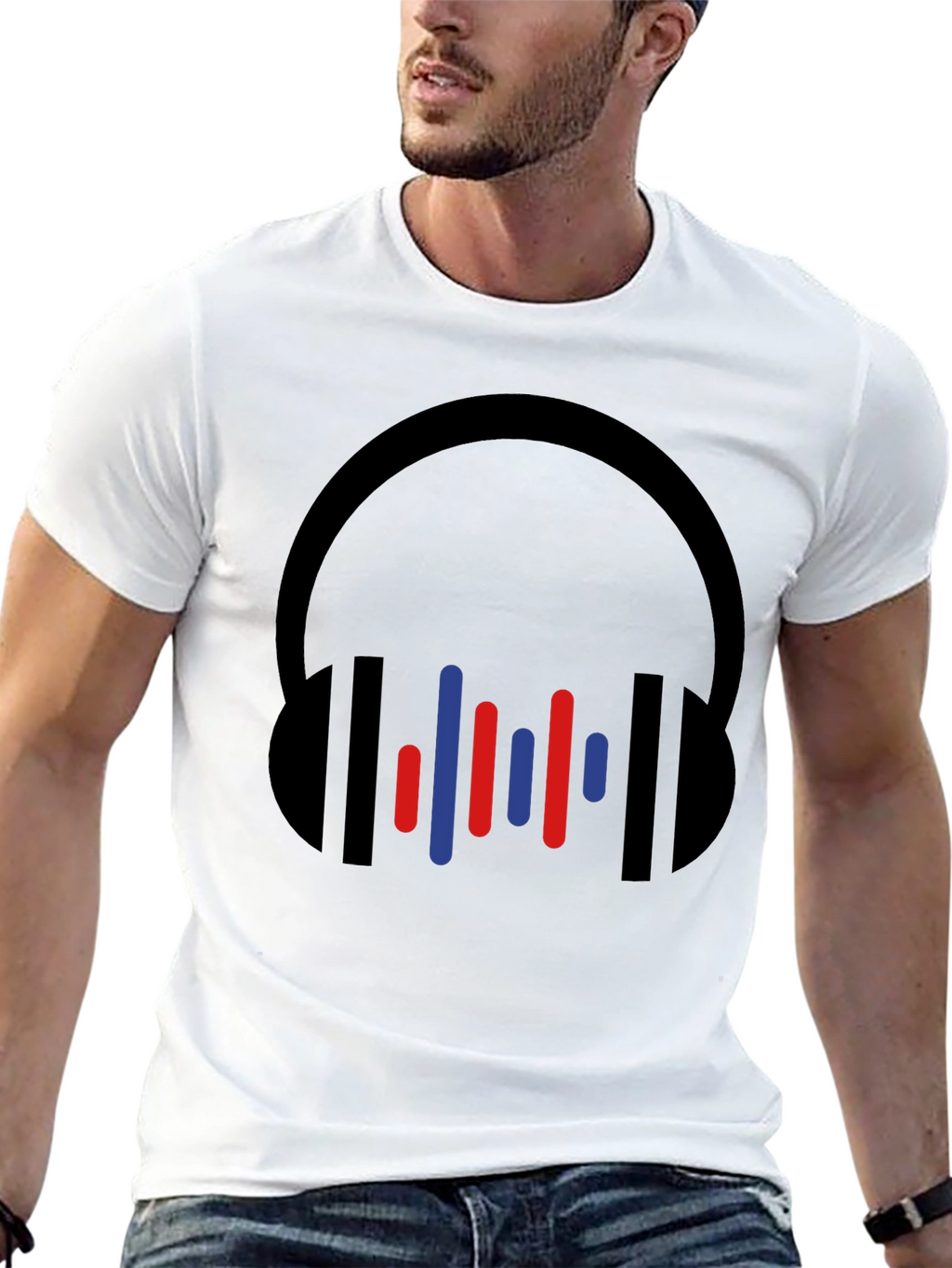 Modern Headphones Graphic Tee - Black