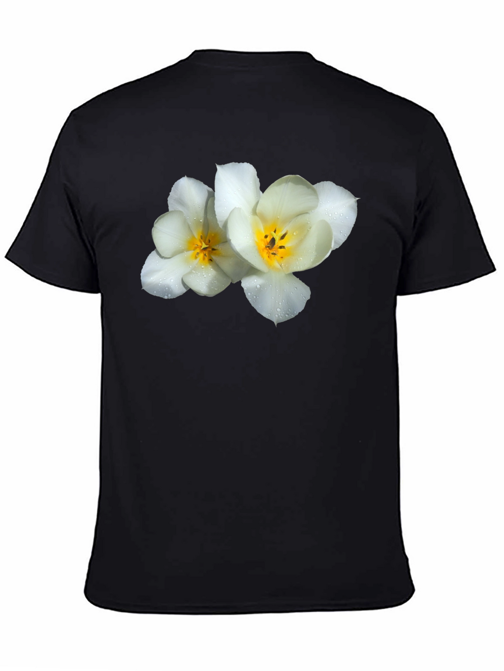 Floral Graphic Tee - White Flowers on Black