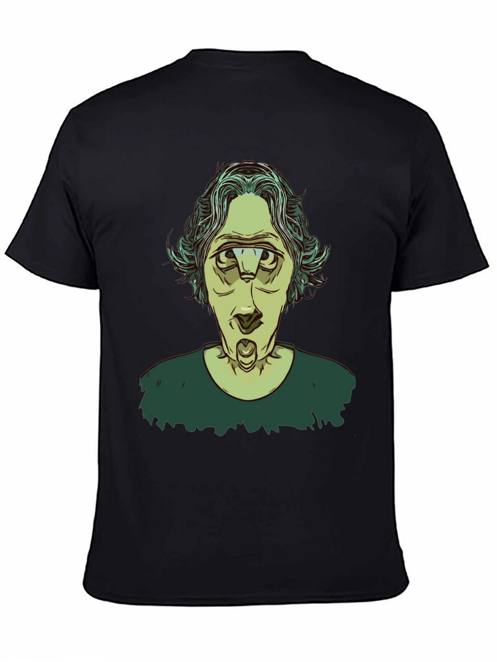 Unique Three-Eyed Character Black Graphic T-Shirt