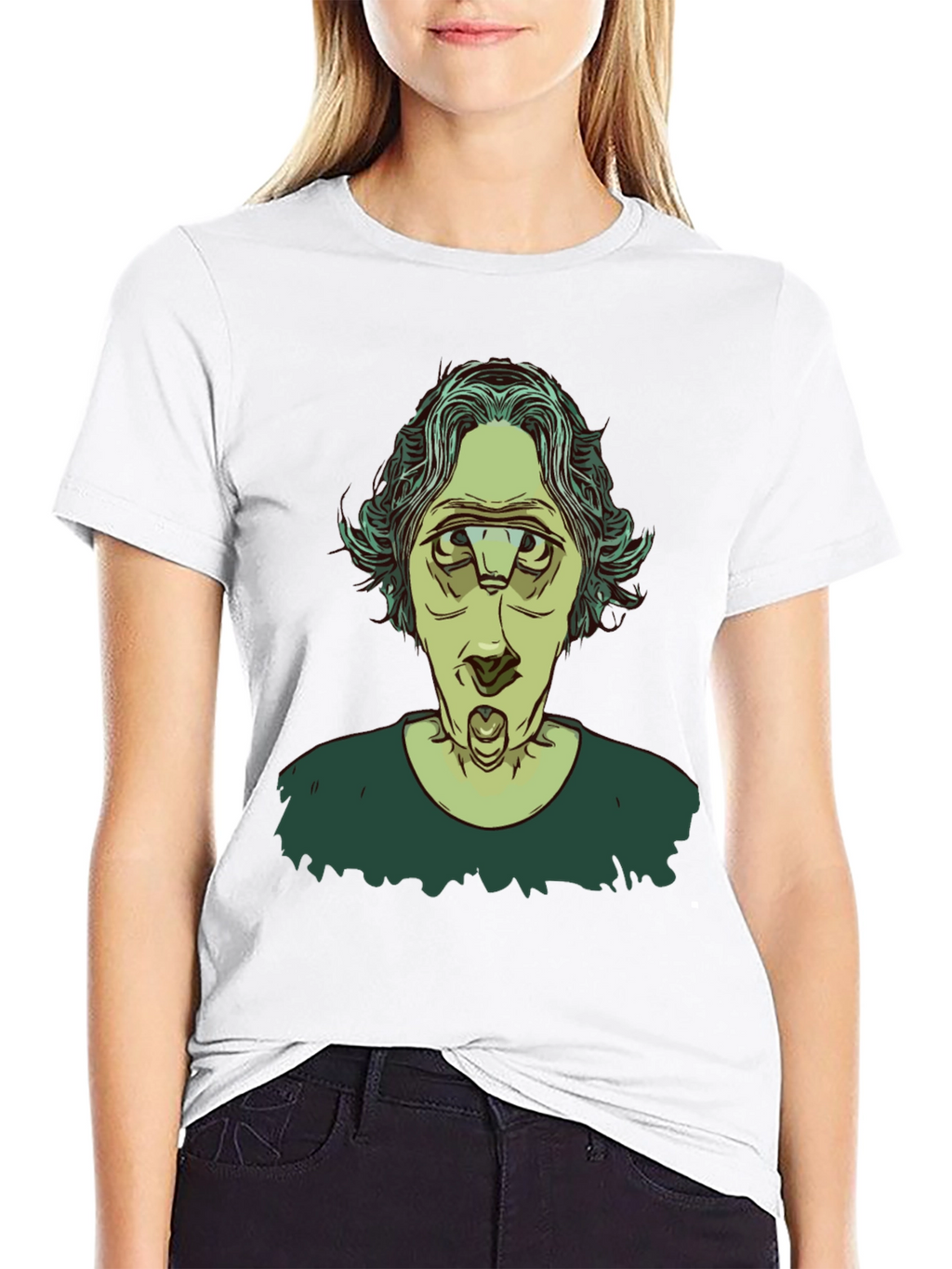 Unique Three-Eyed Character Black Graphic T-Shirt
