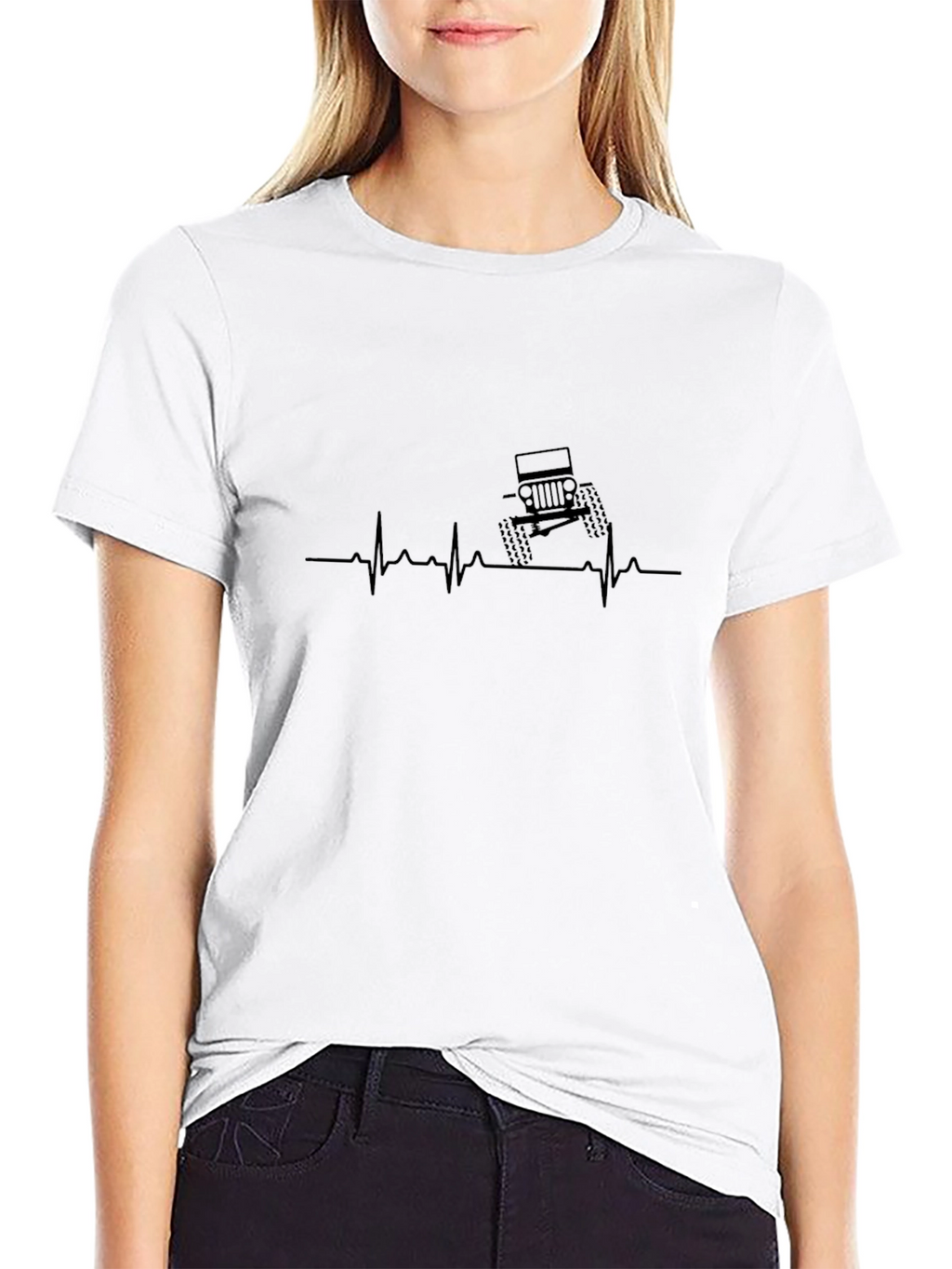 Jeep Heartbeat Black Graphic Tee