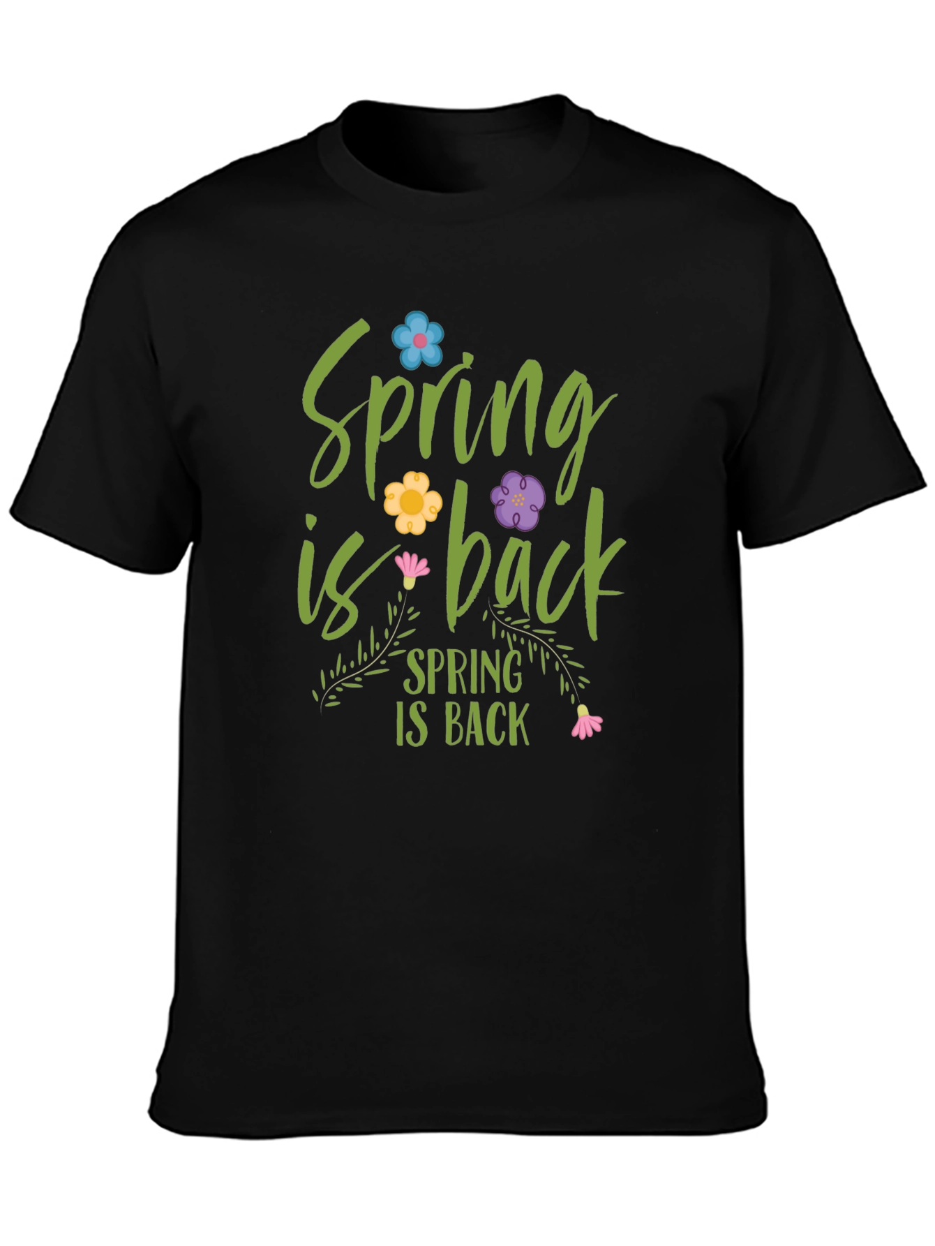 Spring is Back Graphic Tee - Black