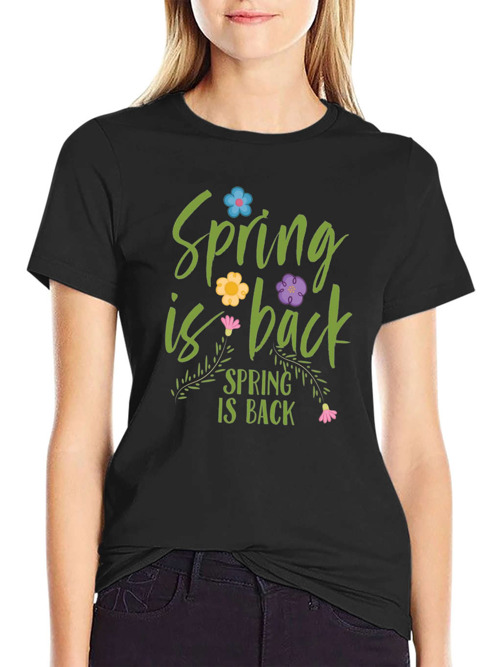 Spring is Back Graphic Tee - Black