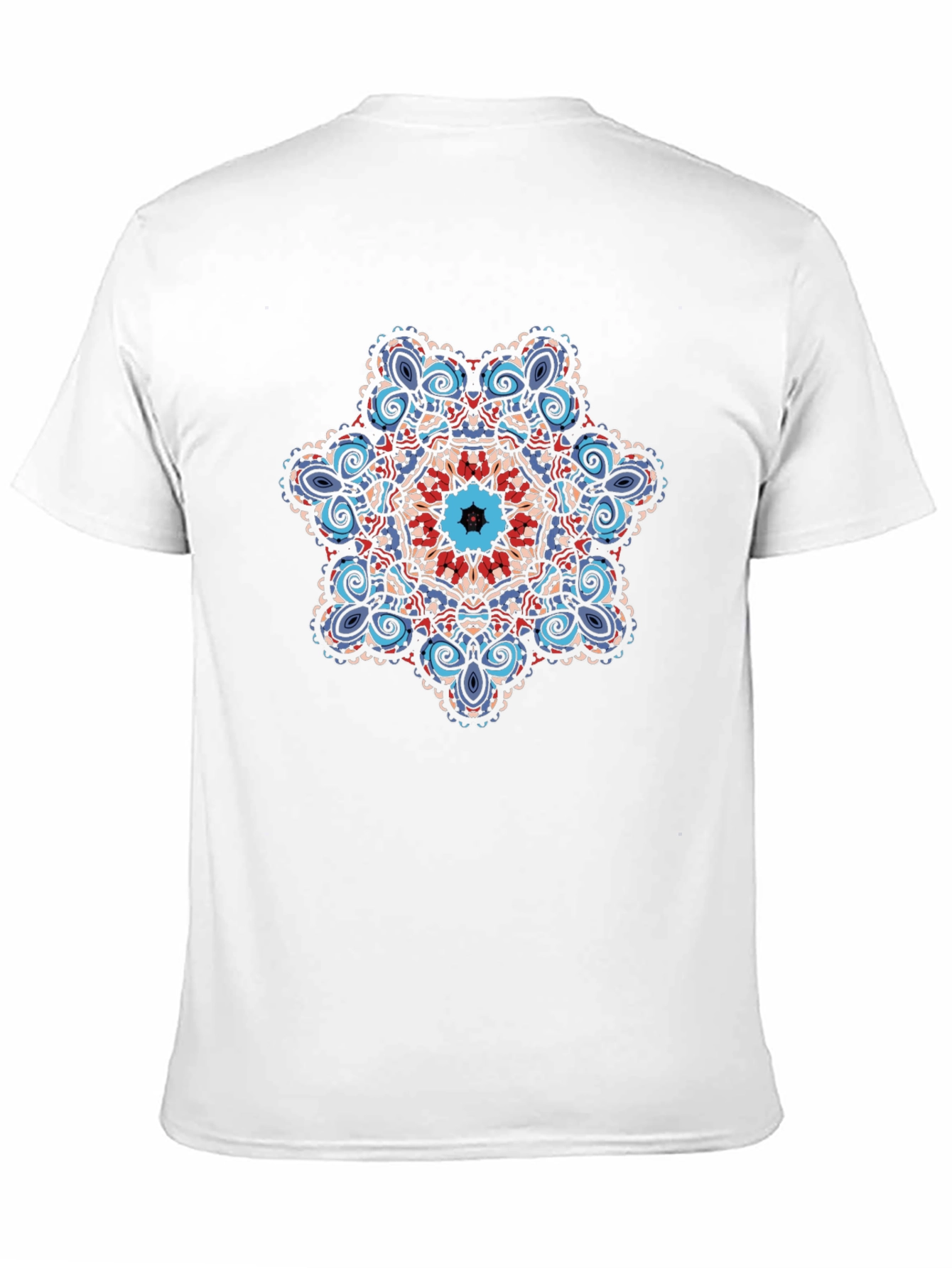Geometric Mandala Graphic Tee - Black Cotton Blend