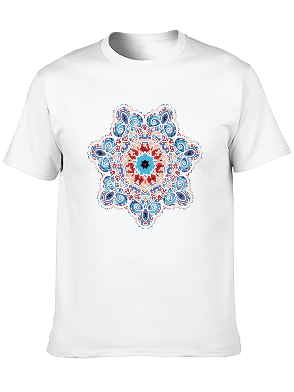 Geometric Mandala Graphic Tee - Black Cotton Blend