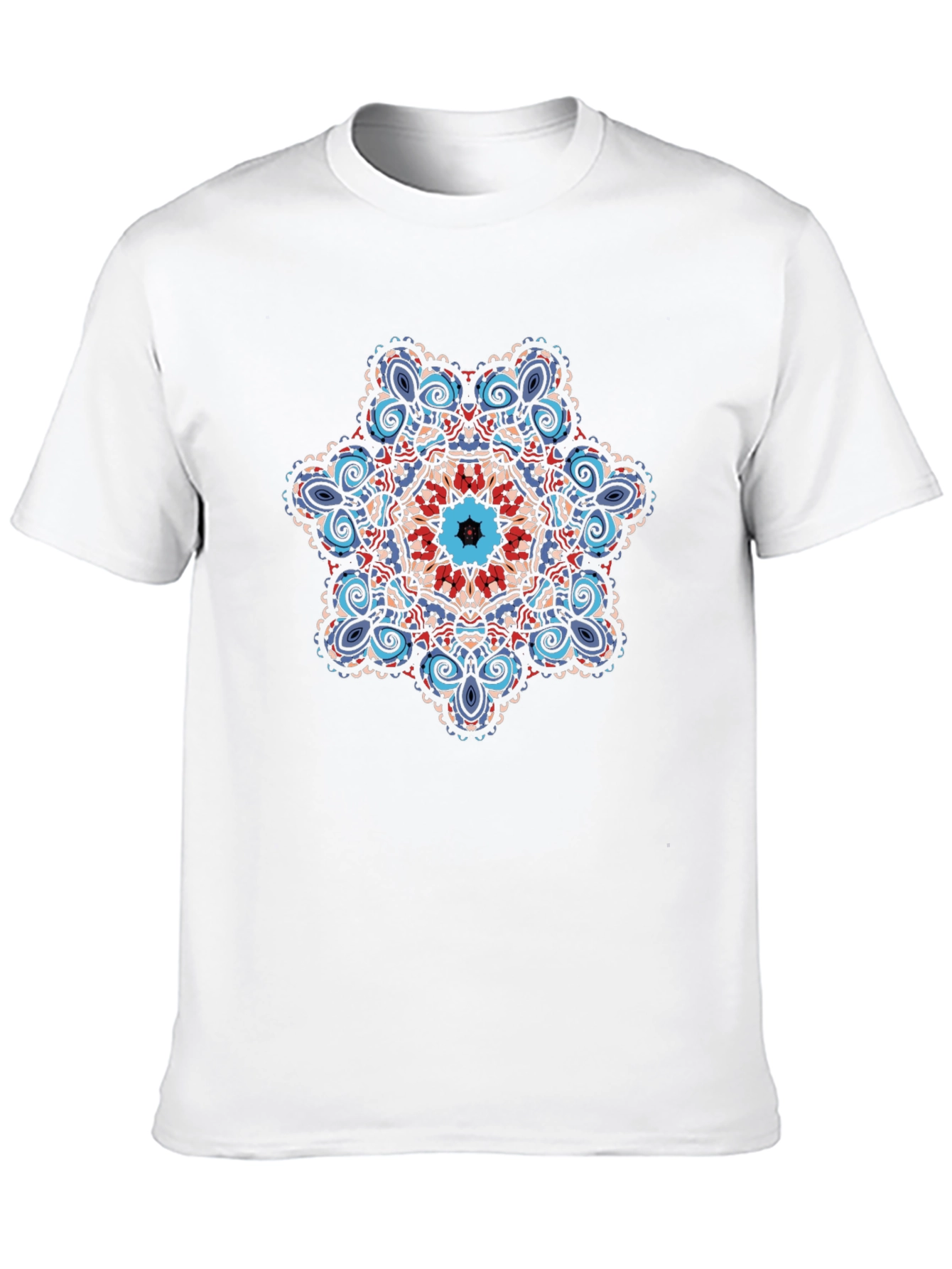 Geometric Mandala Graphic Tee - Black Cotton Blend