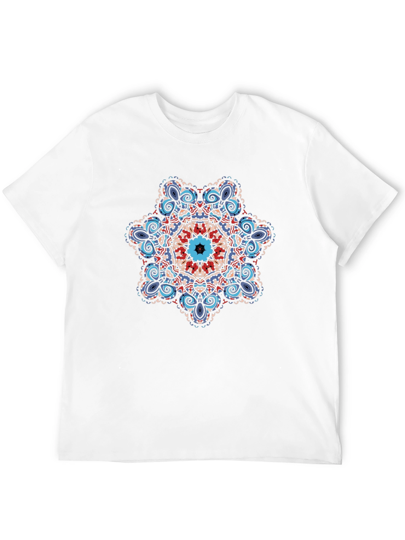 Geometric Mandala Graphic Tee - Black Cotton Blend