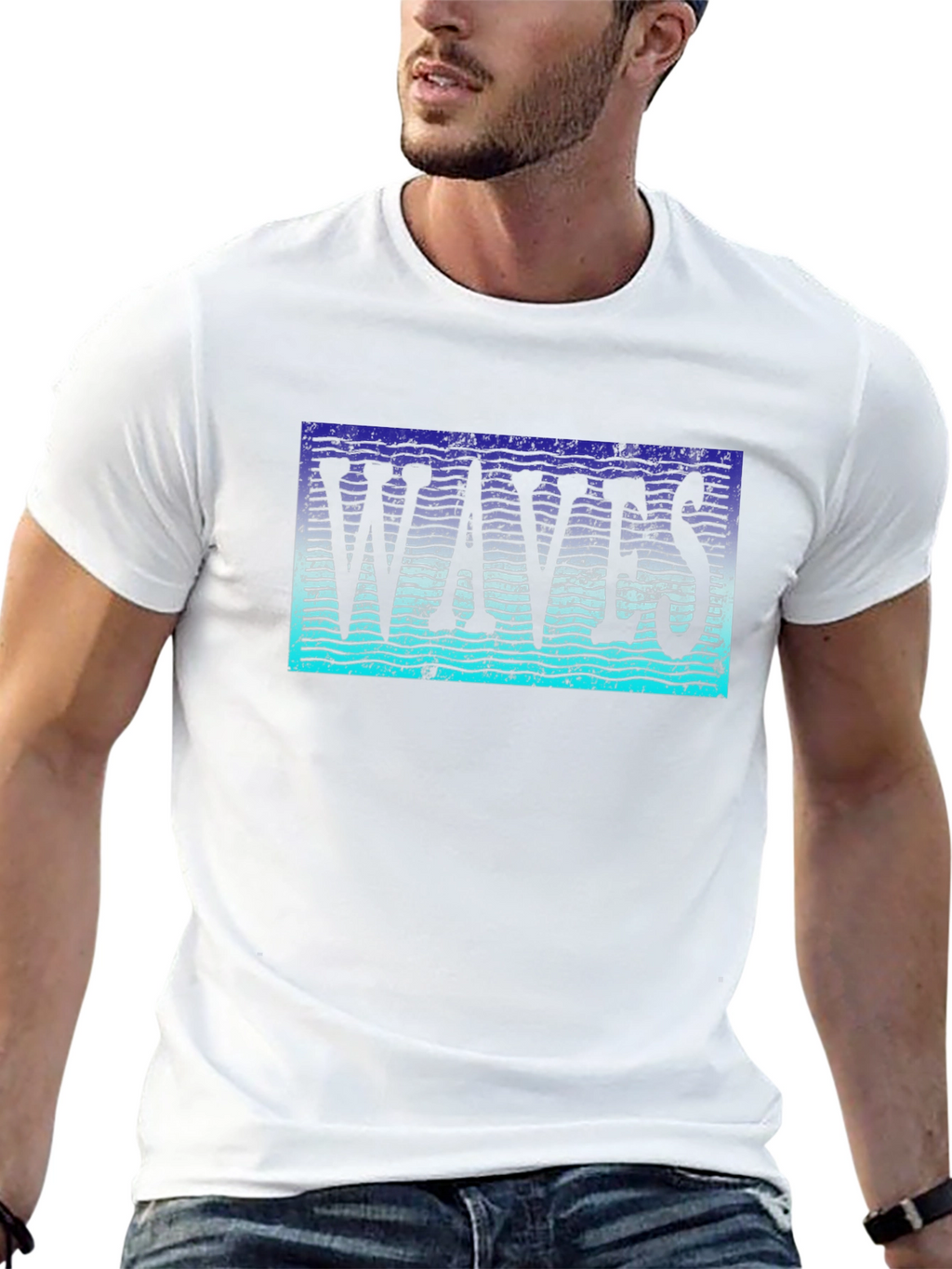 Waves Graphic T-Shirt - Trendy Black Tee