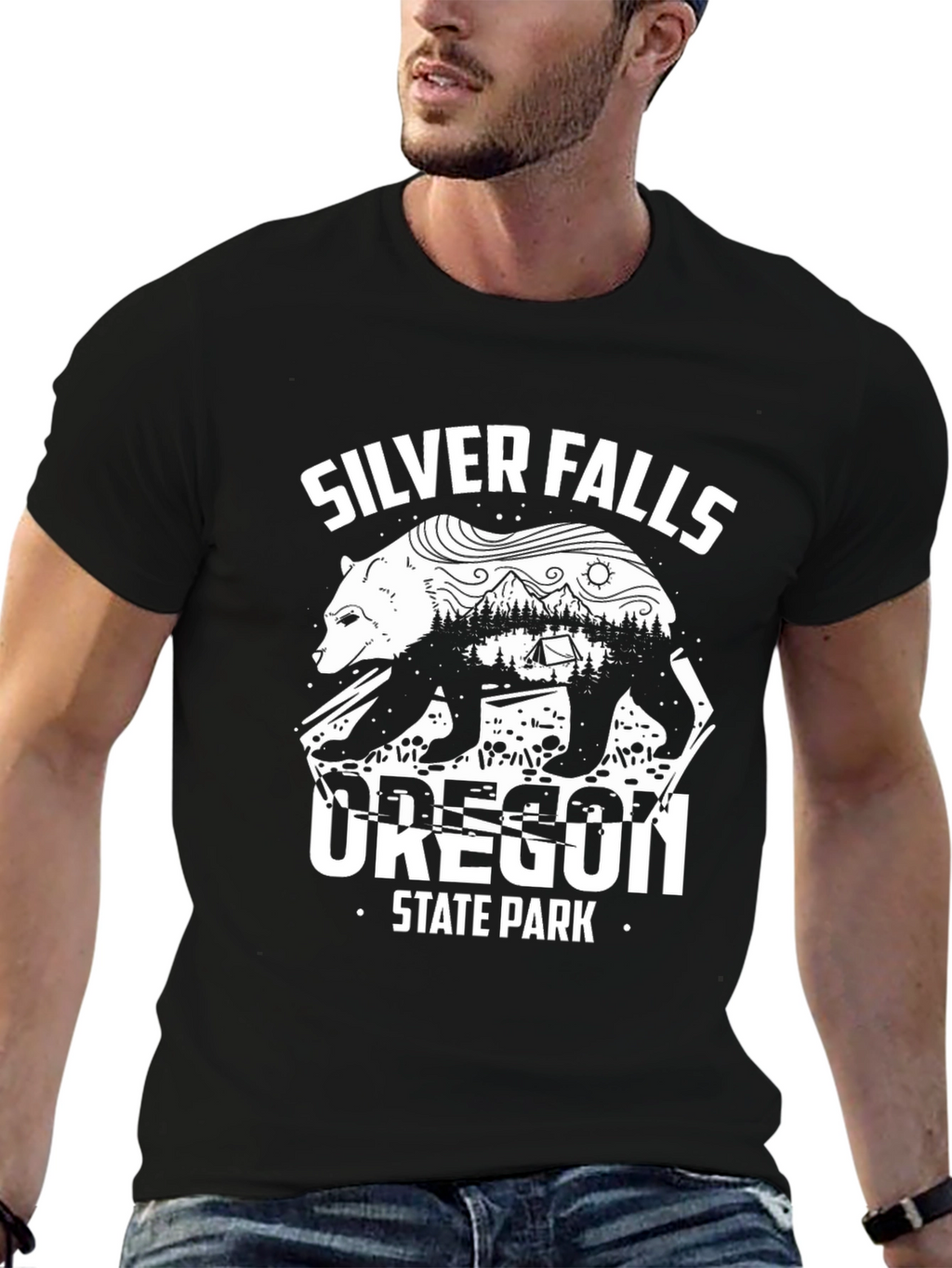 Silver Falls Oregon State Park Bear Graphic Tee