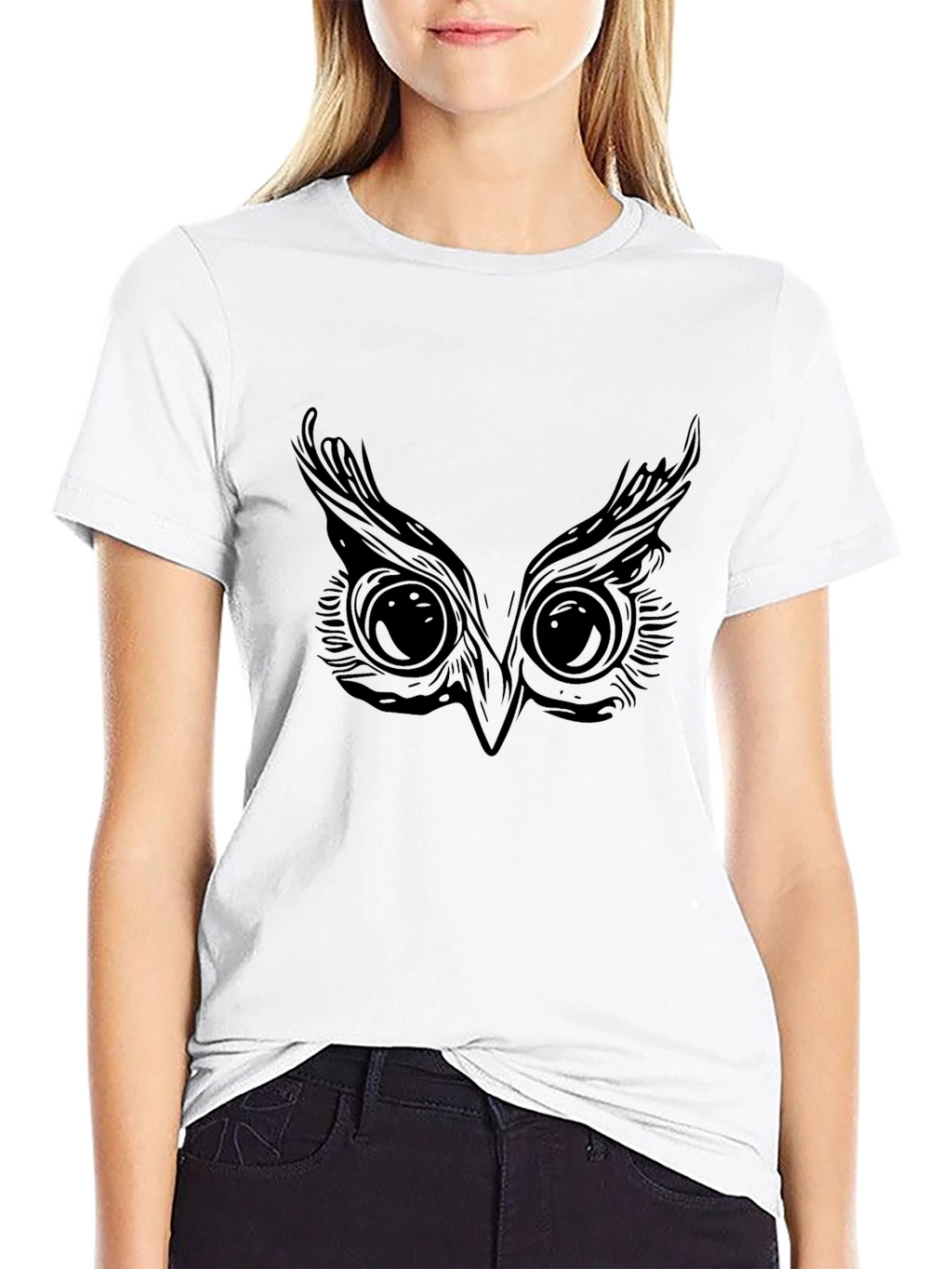 Owl Eyes Graphic Black T-Shirt