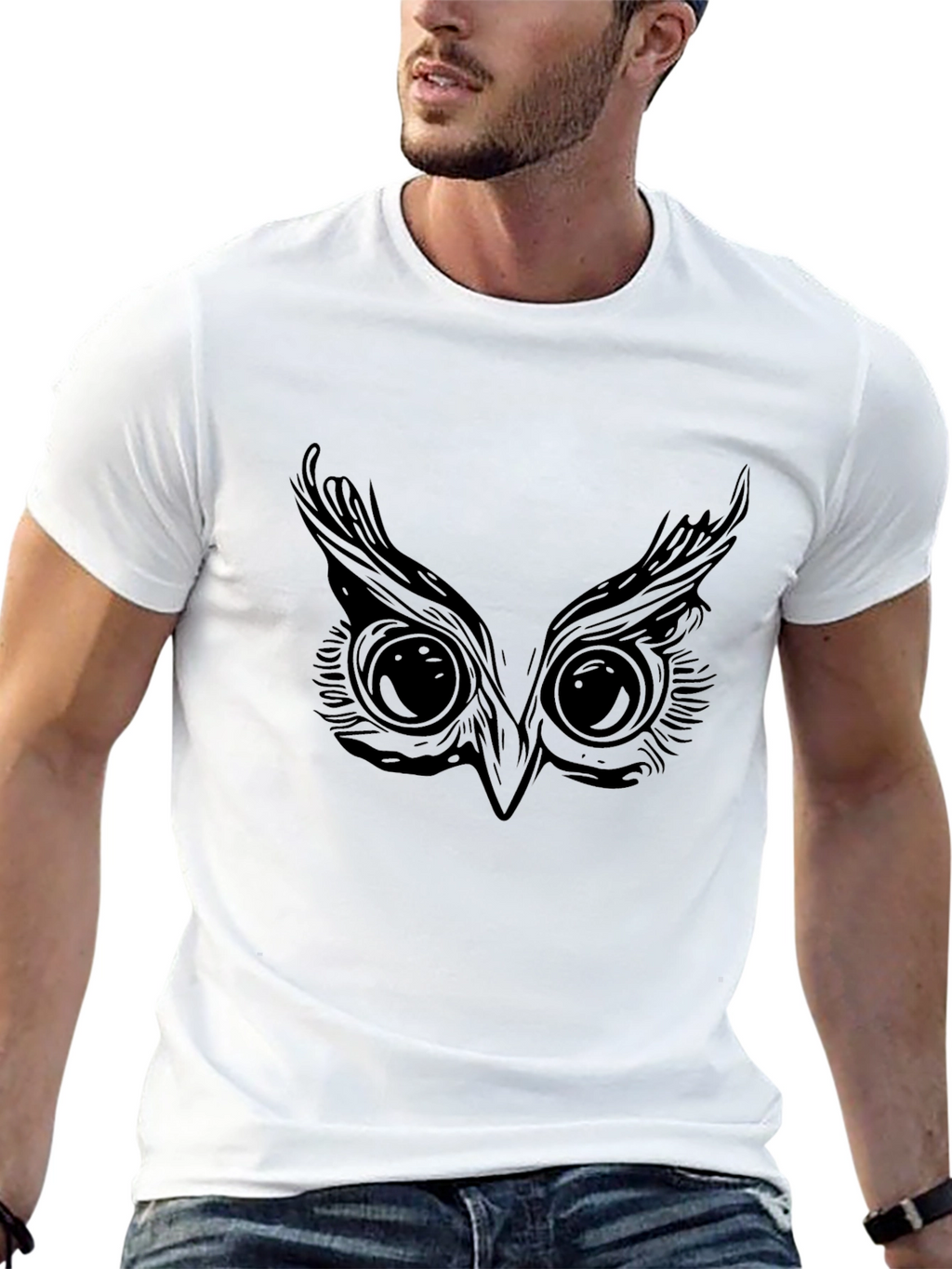 Owl Eyes Graphic Black T-Shirt