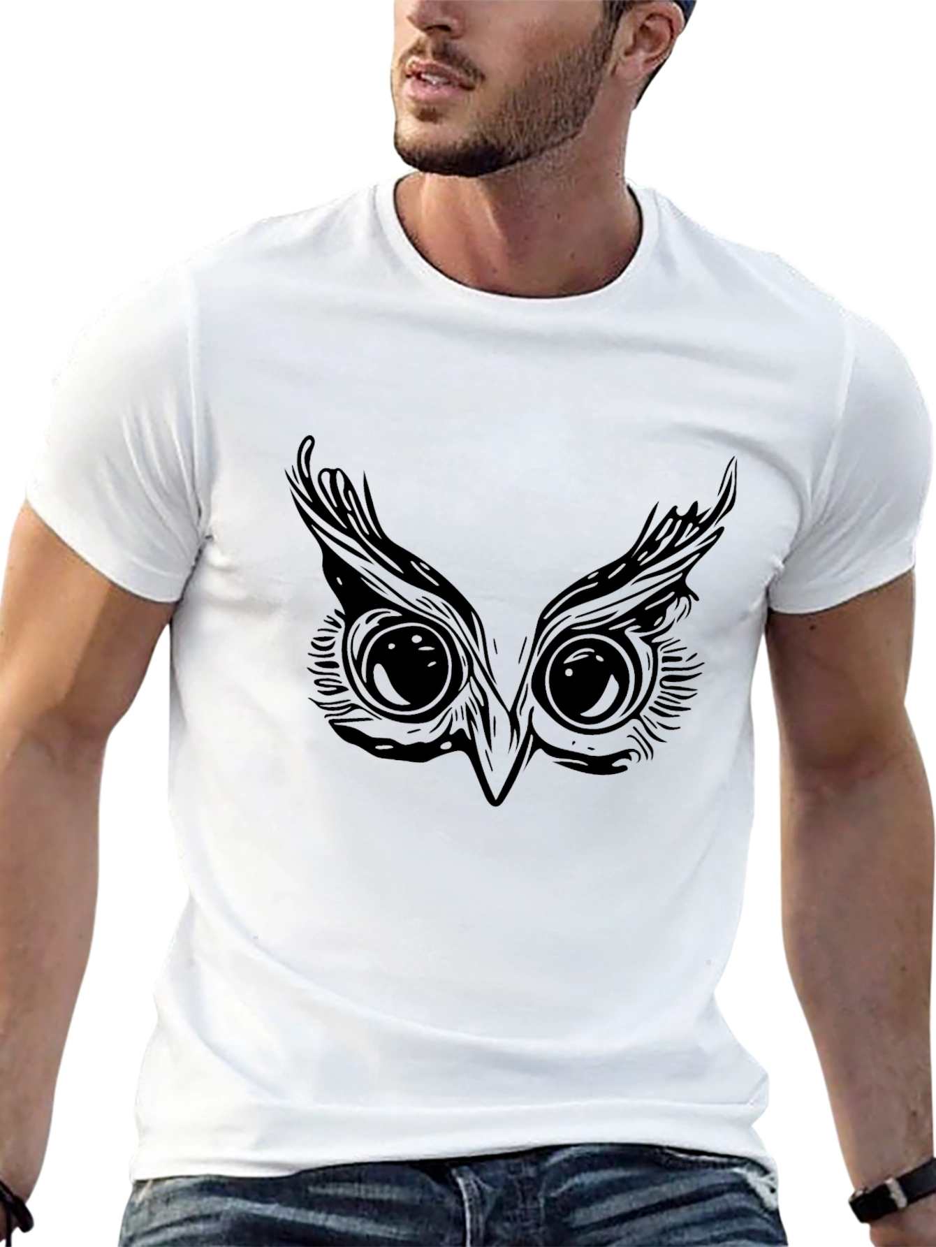 Owl Eyes Graphic Black T-Shirt