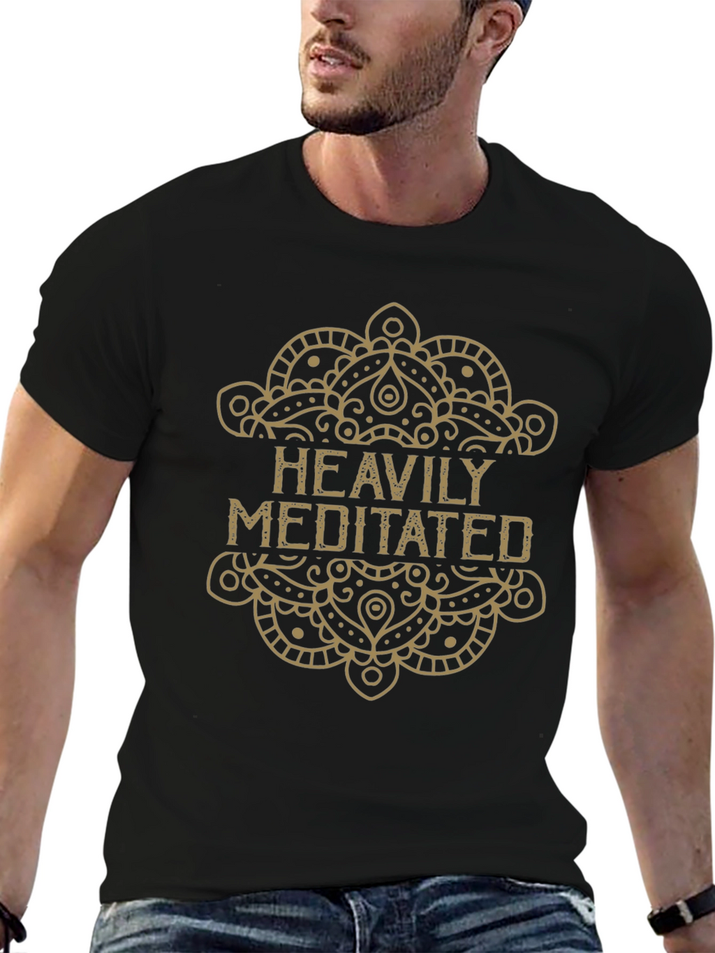 Heavily Meditated Graphic Tee - Black Cotton T-Shirt