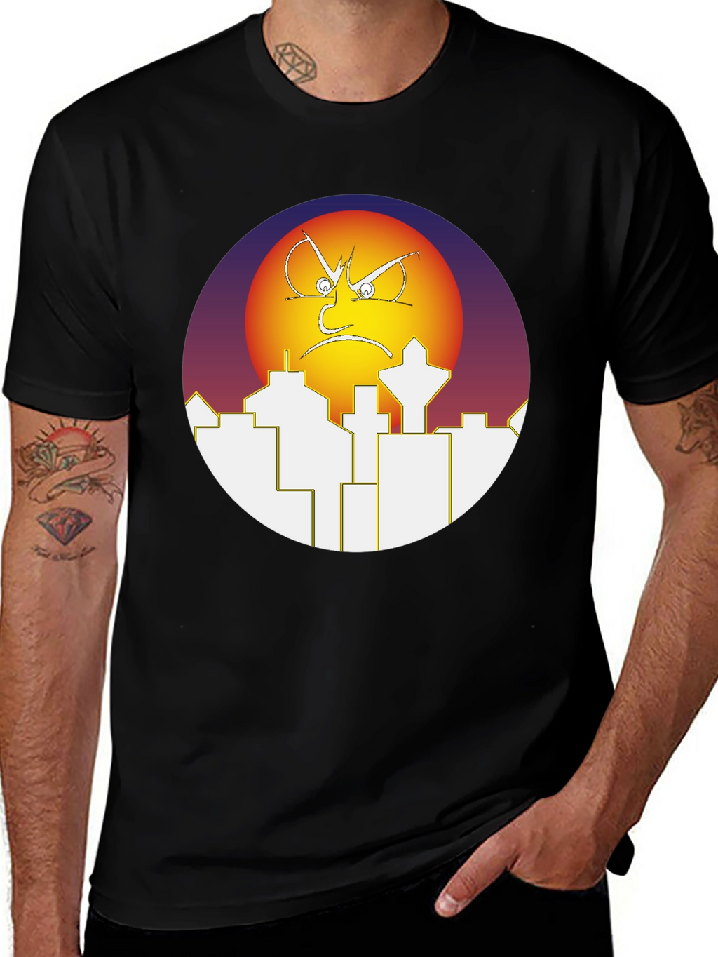 Angry Sun Over City T-Shirt