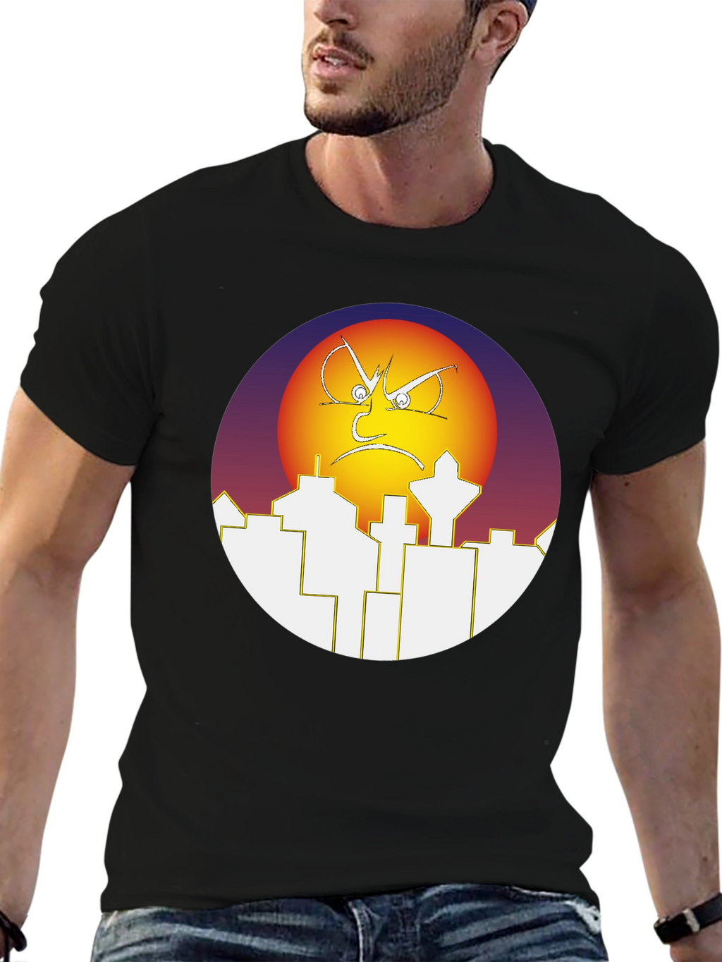 Angry Sun Over City T-Shirt